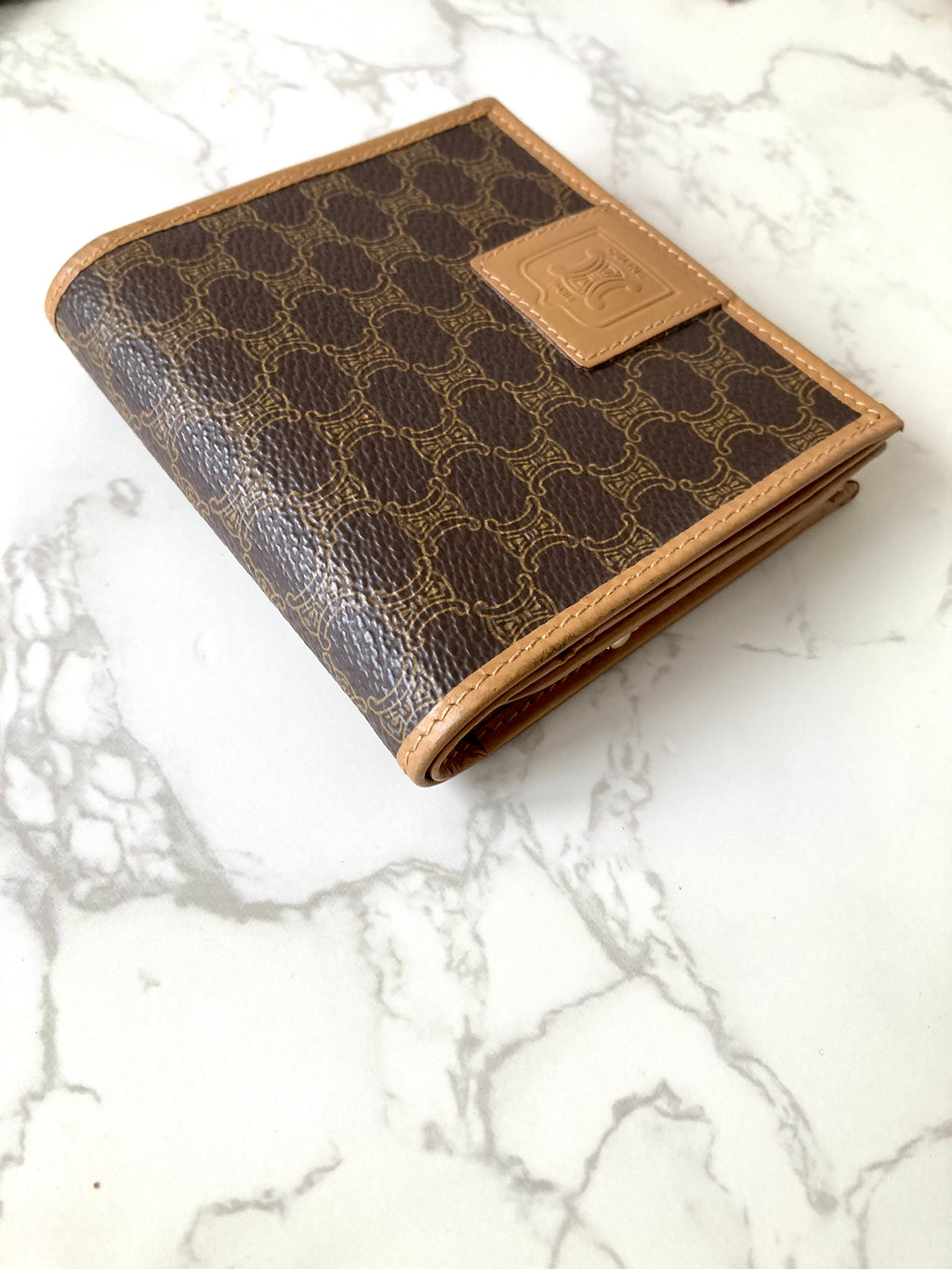 CELINE Brown Monogram Compact Bi-Fold Wallet
