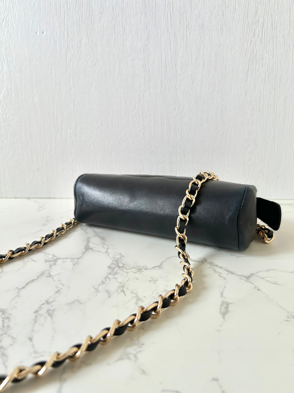 CHANEL Black Lambskin WOC Long Wallet / Side Bag / Crossbody Bag