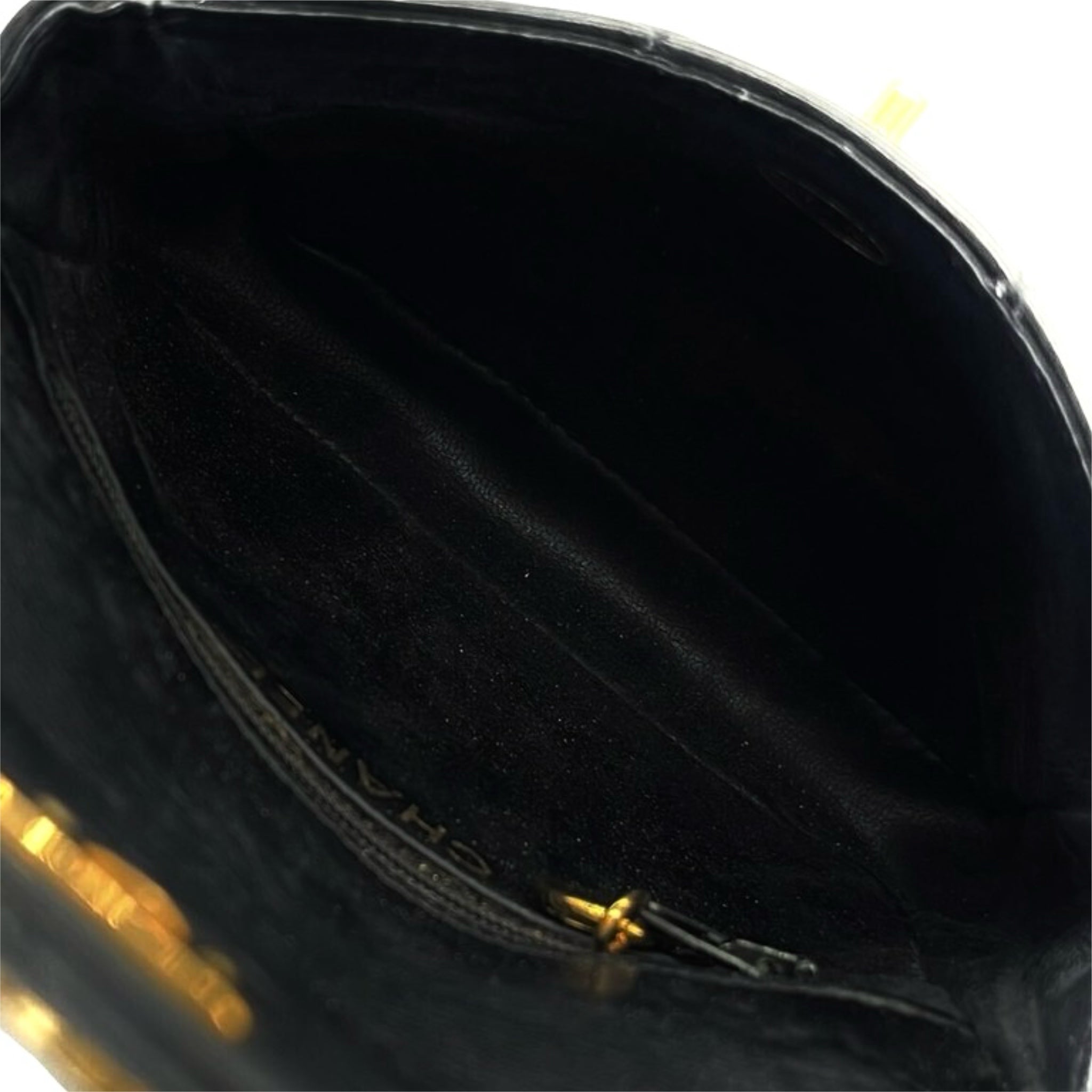 CHANEL rare black leather gold swivel buckle belt bag/side bag/clutch