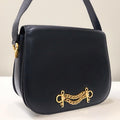 CELINE rare double twist gold buckle oblique bag / side bag