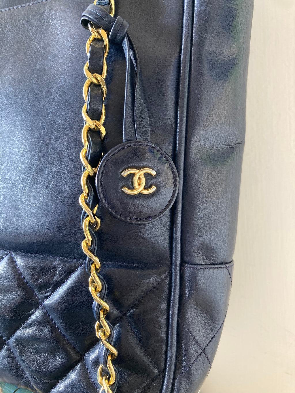 CHANEL Metalasse Black x Gold Chain Tote Bag