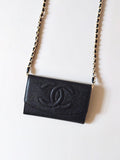 CHANEL Black Caviar Small Bag/Side Bag/Messenger Bag/Clutch Bag/Mid-Length Wallet