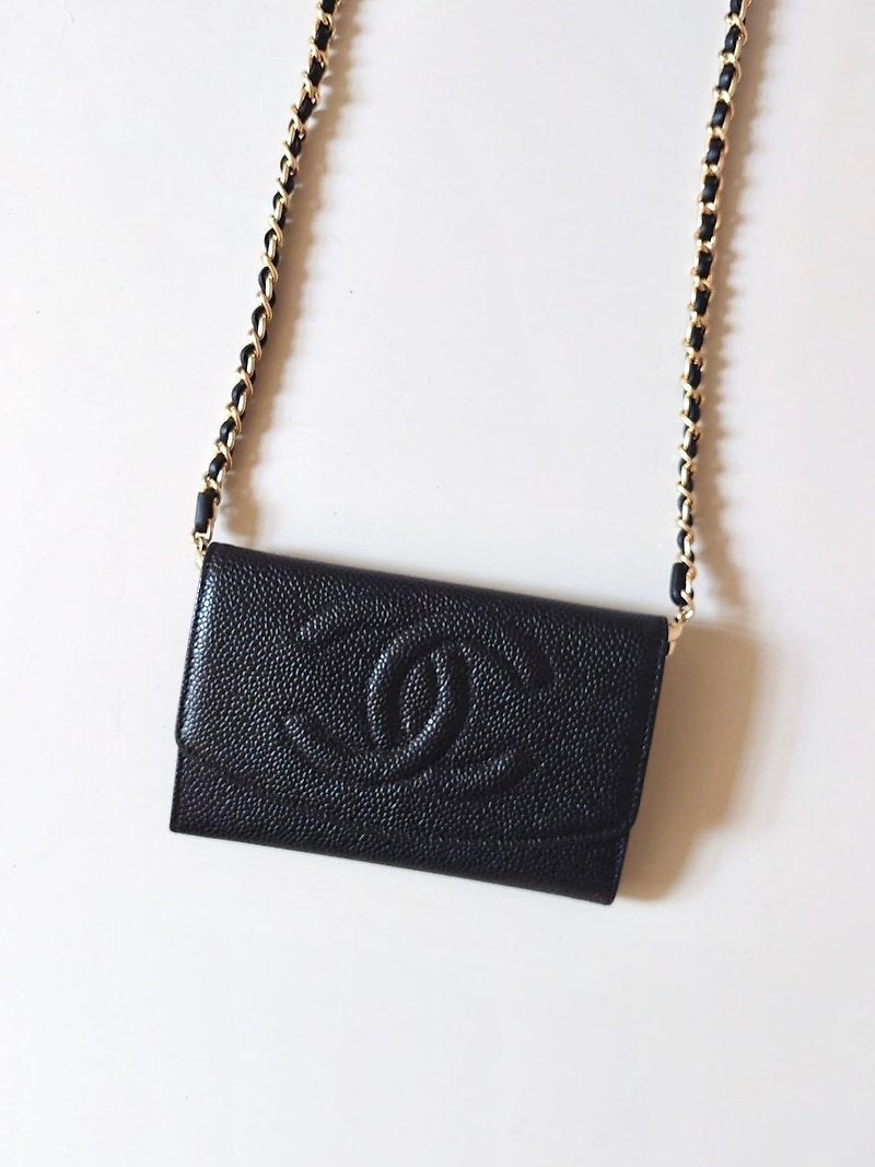 CHANEL Black Caviar Small Bag/Side Bag/Messenger Bag/Clutch Bag/Mid-Length Wallet