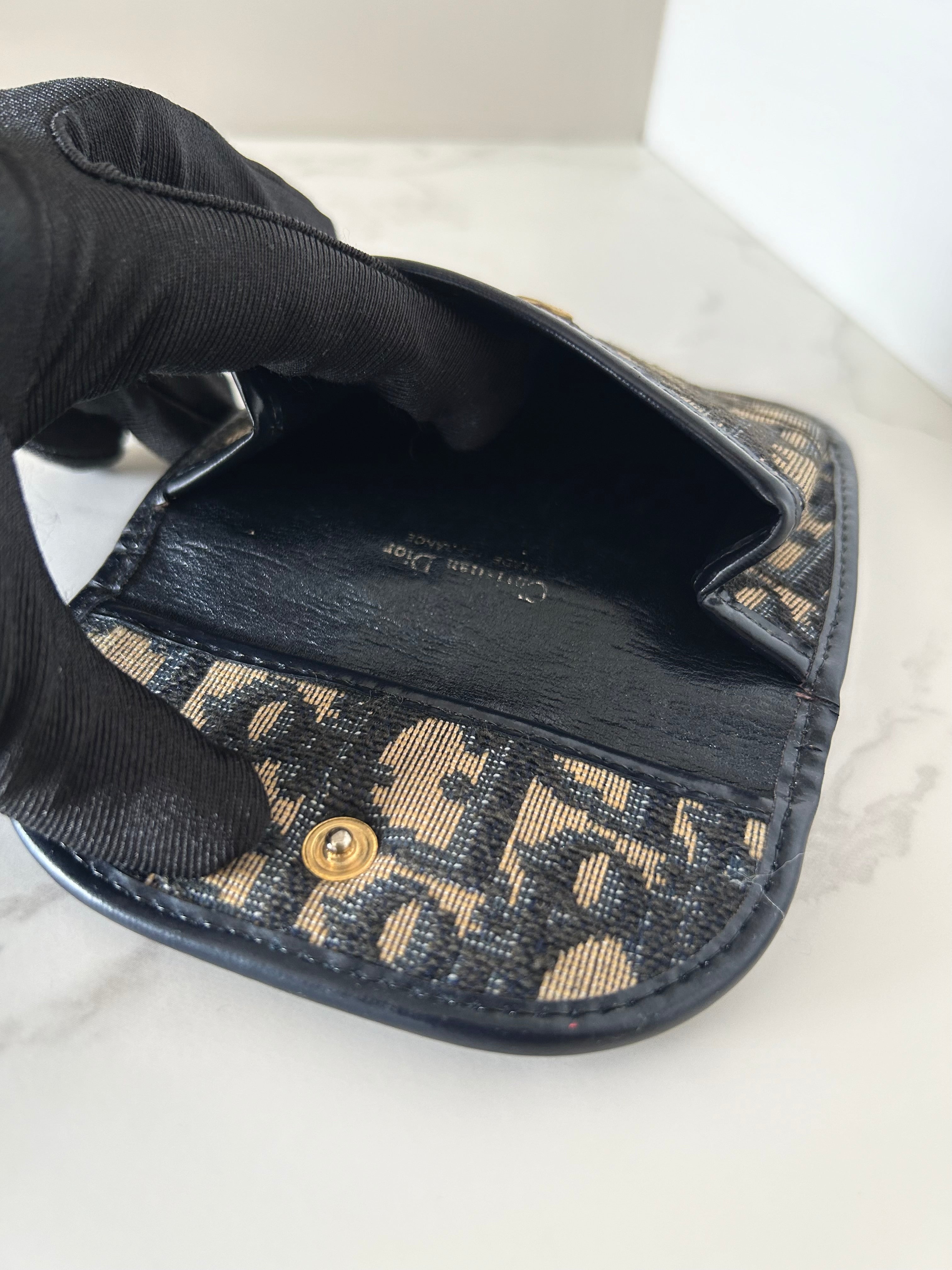 CHRISTIAN DIOR blue and black monogram multi-purpose small bag/coin purse