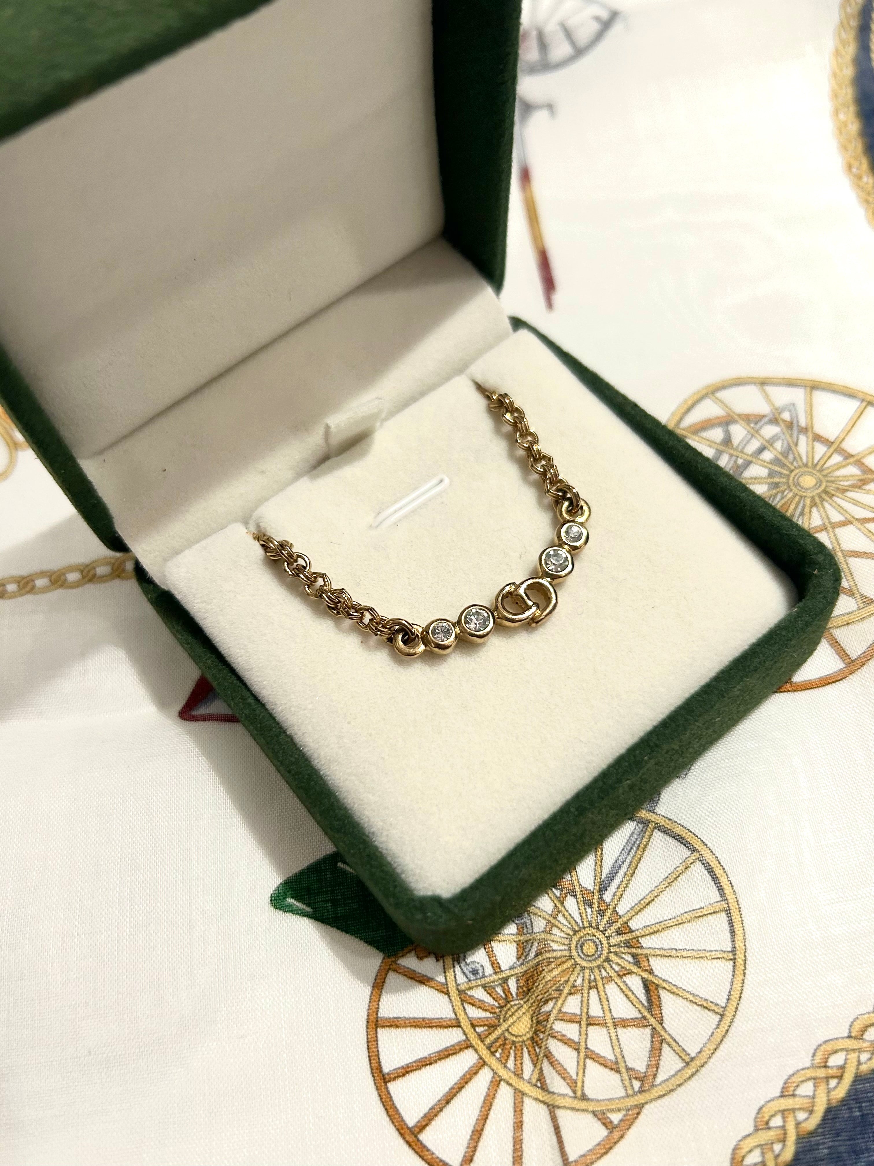 CHRISTIAN DIOR Water Diamond Gold Clavicle Necklace/Jewelry