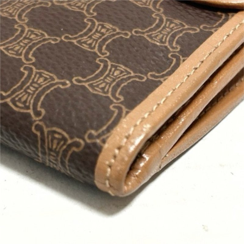 CELINE Brown Old Flower Arc de Triomphe Old Flower Short Wallet/Purse/Wallet