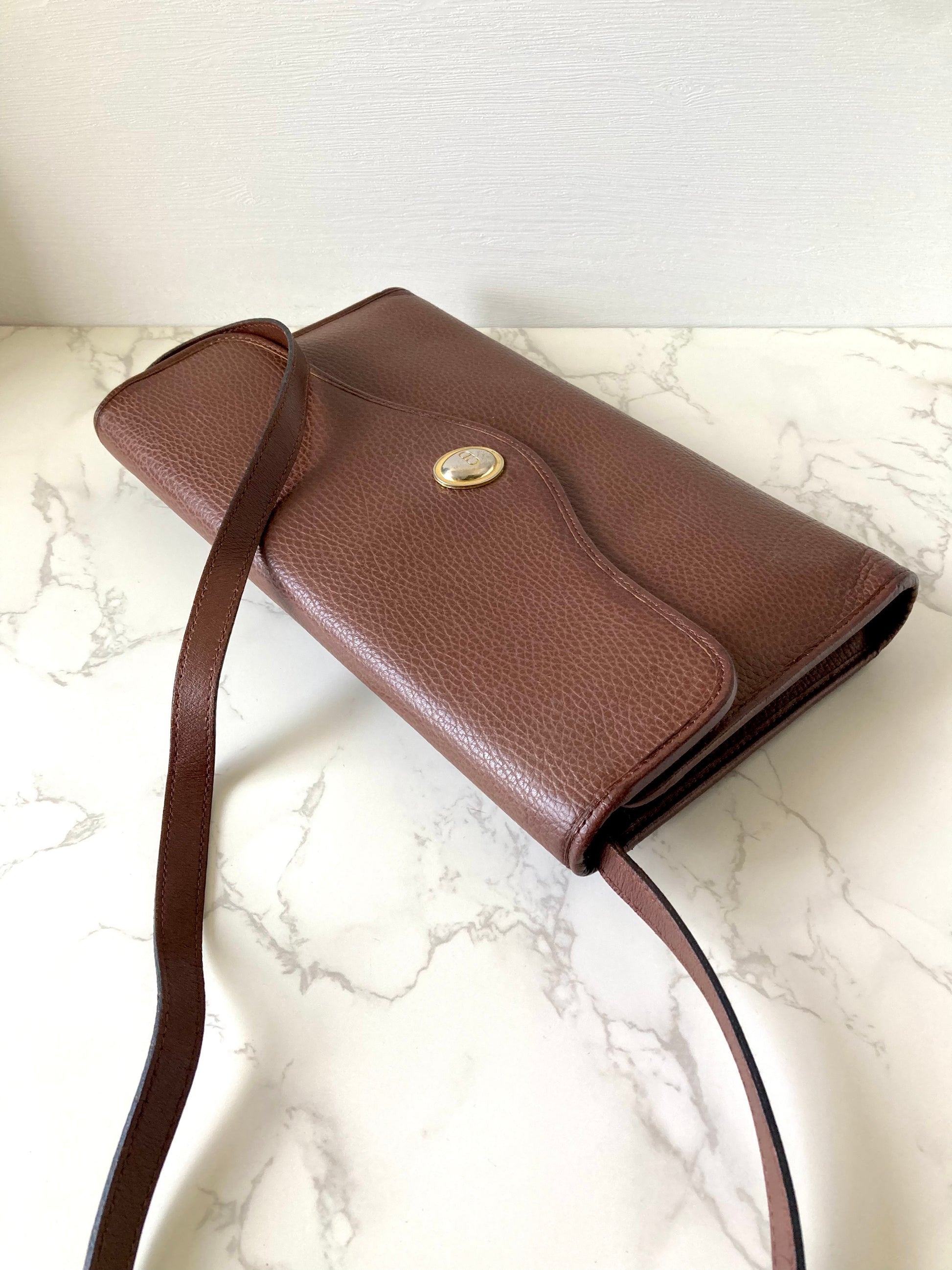 CHRISTIAN DIOR Rare Brown x Gold Egg Crossbody Bag