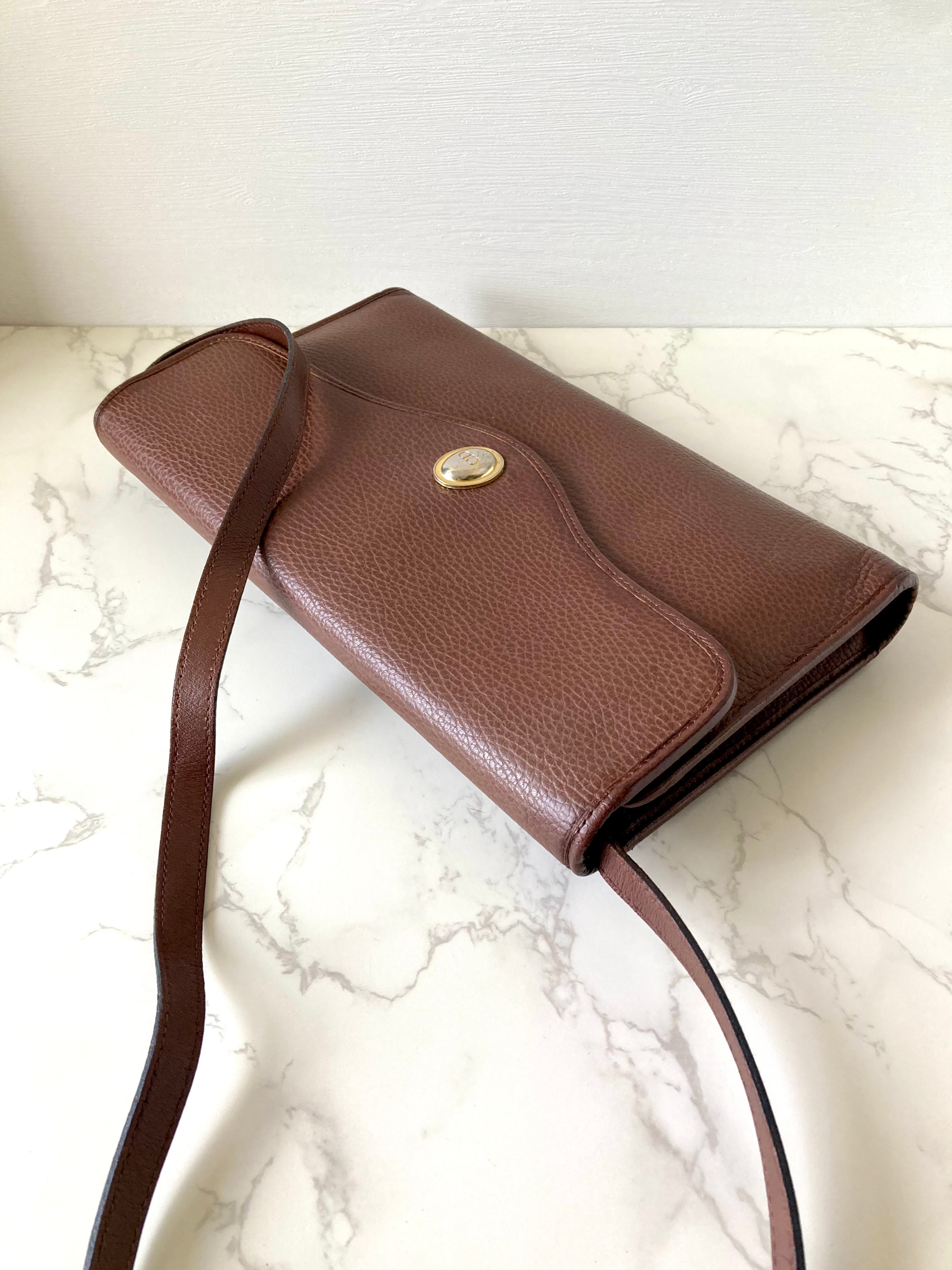 CHRISTIAN DIOR Rare Brown x Gold Egg Crossbody Bag