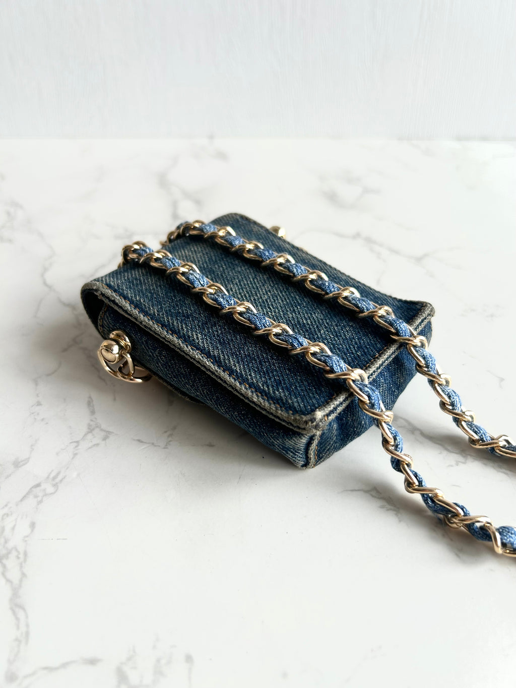 Chanel 牛仔布藍色斜背包 單肩包 側背包 中古包