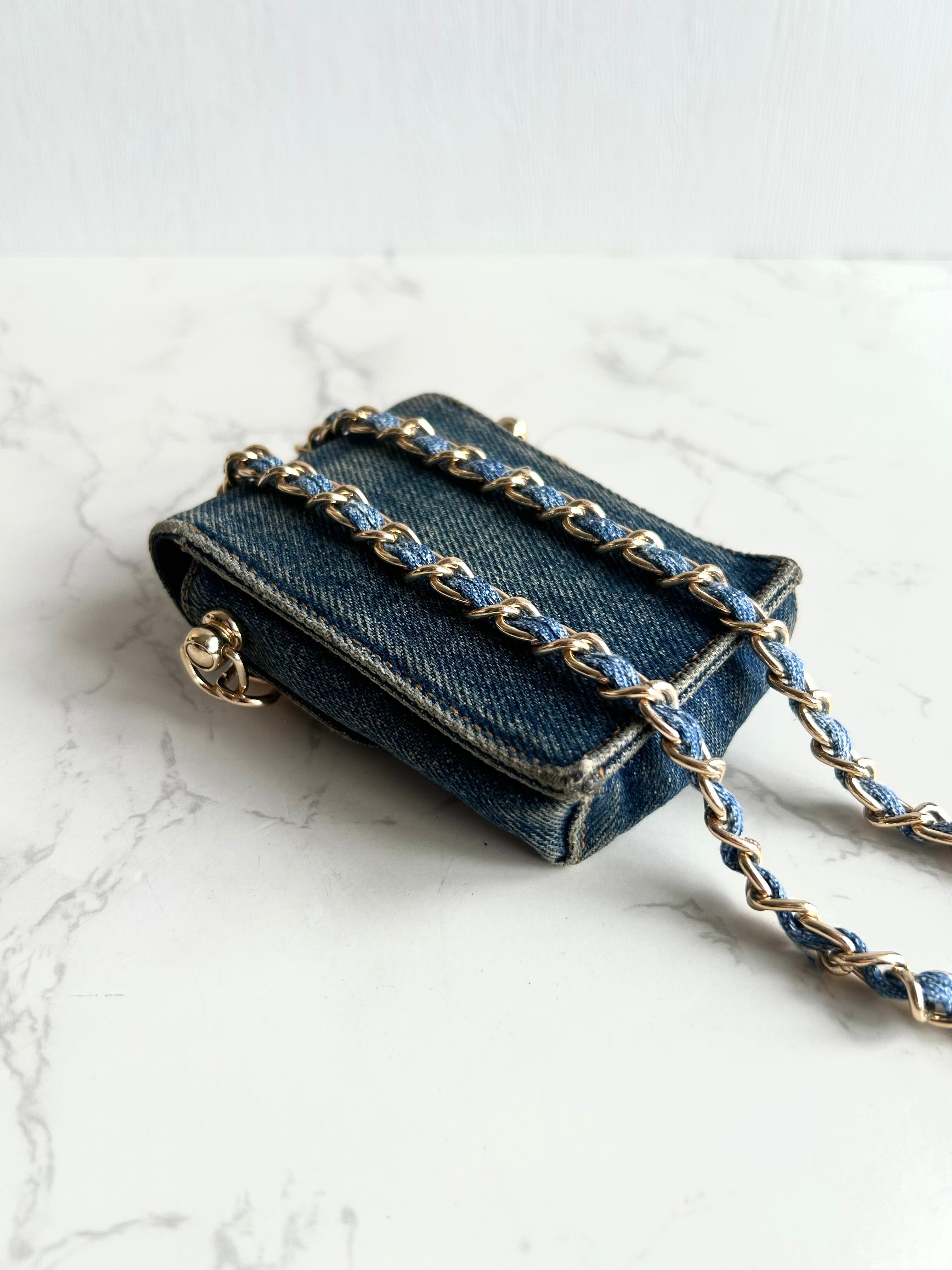 Chanel 牛仔布藍色斜背包 單肩包 側背包 中古包