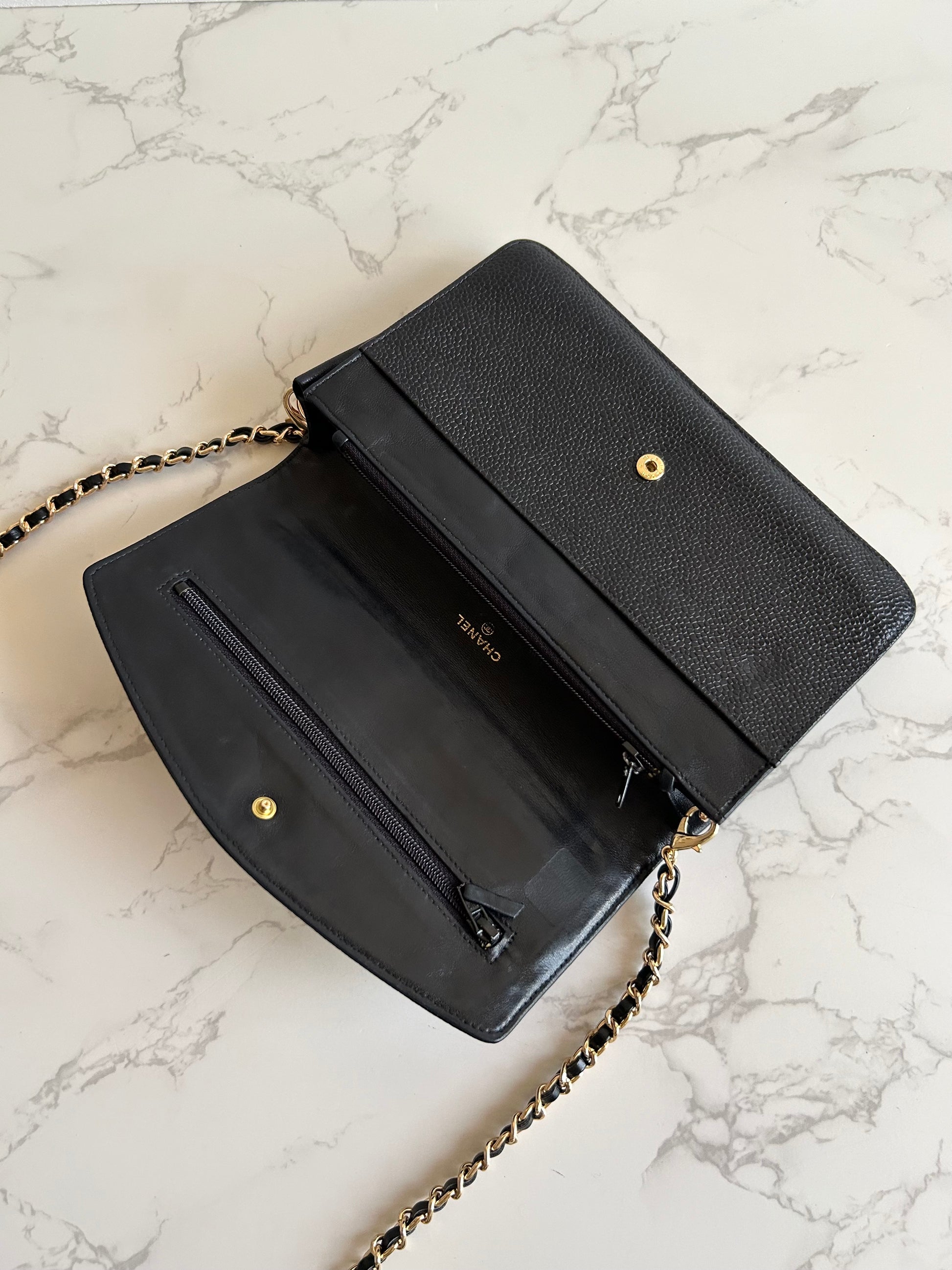 CHANEL Rare Black Caviar Chain WOC/Side Bag/Messenger Bag