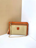 CELINE Beige Apricot Old Flower Leather Gold Arc de Triomphe Buckle Small Bag/Side Bag/Messenger Bag
