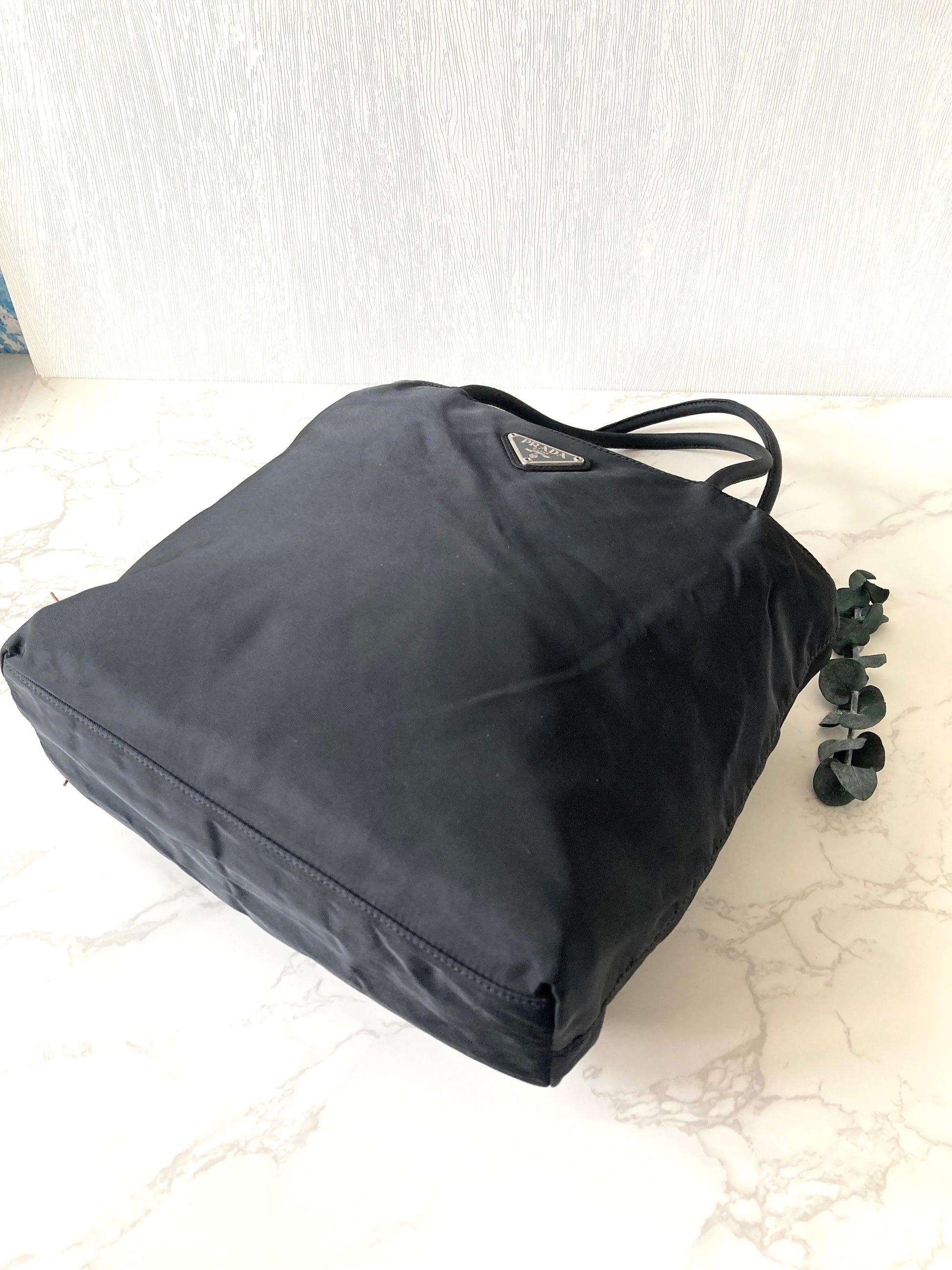 PRADA Nylon Black x Silver Small Tote
