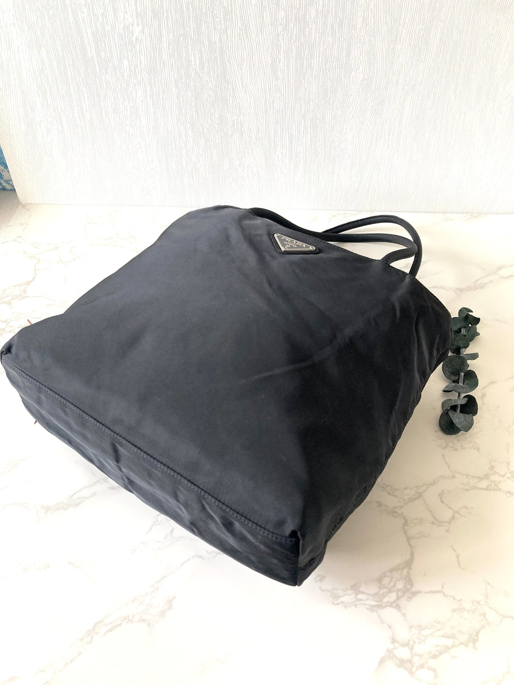 PRADA Nylon Black x Silver Small Tote