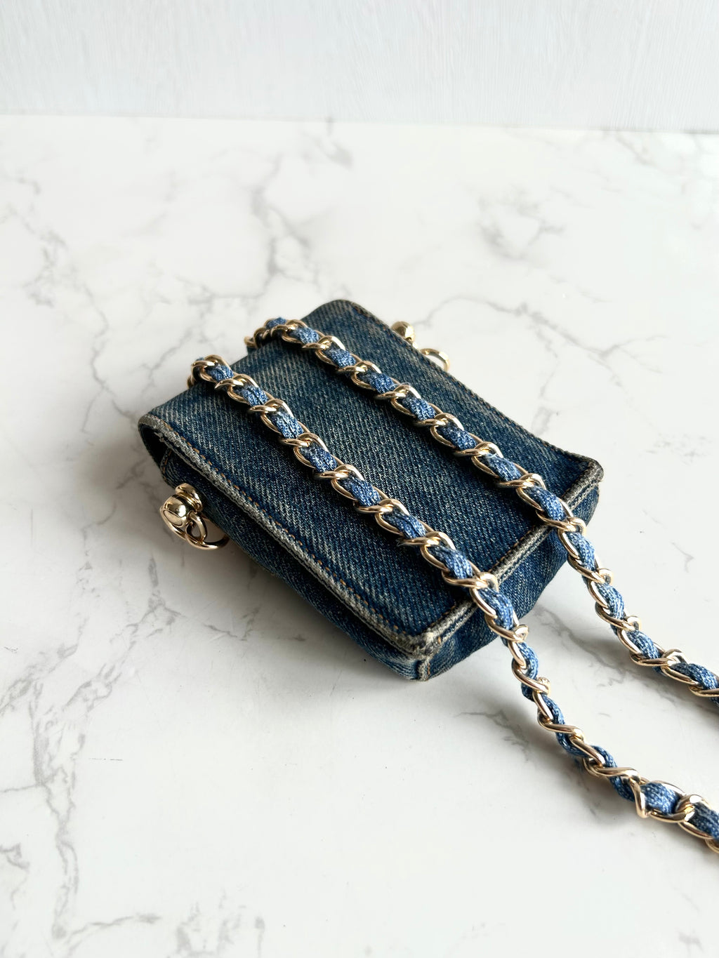 Chanel 牛仔布藍色斜背包 單肩包 側背包 中古包