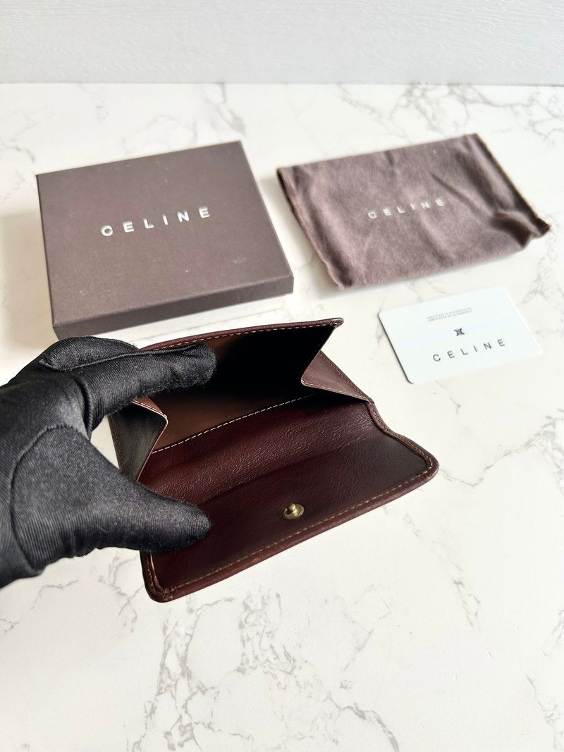 Celine denim blue monogram Arc de Triomphe short wallet