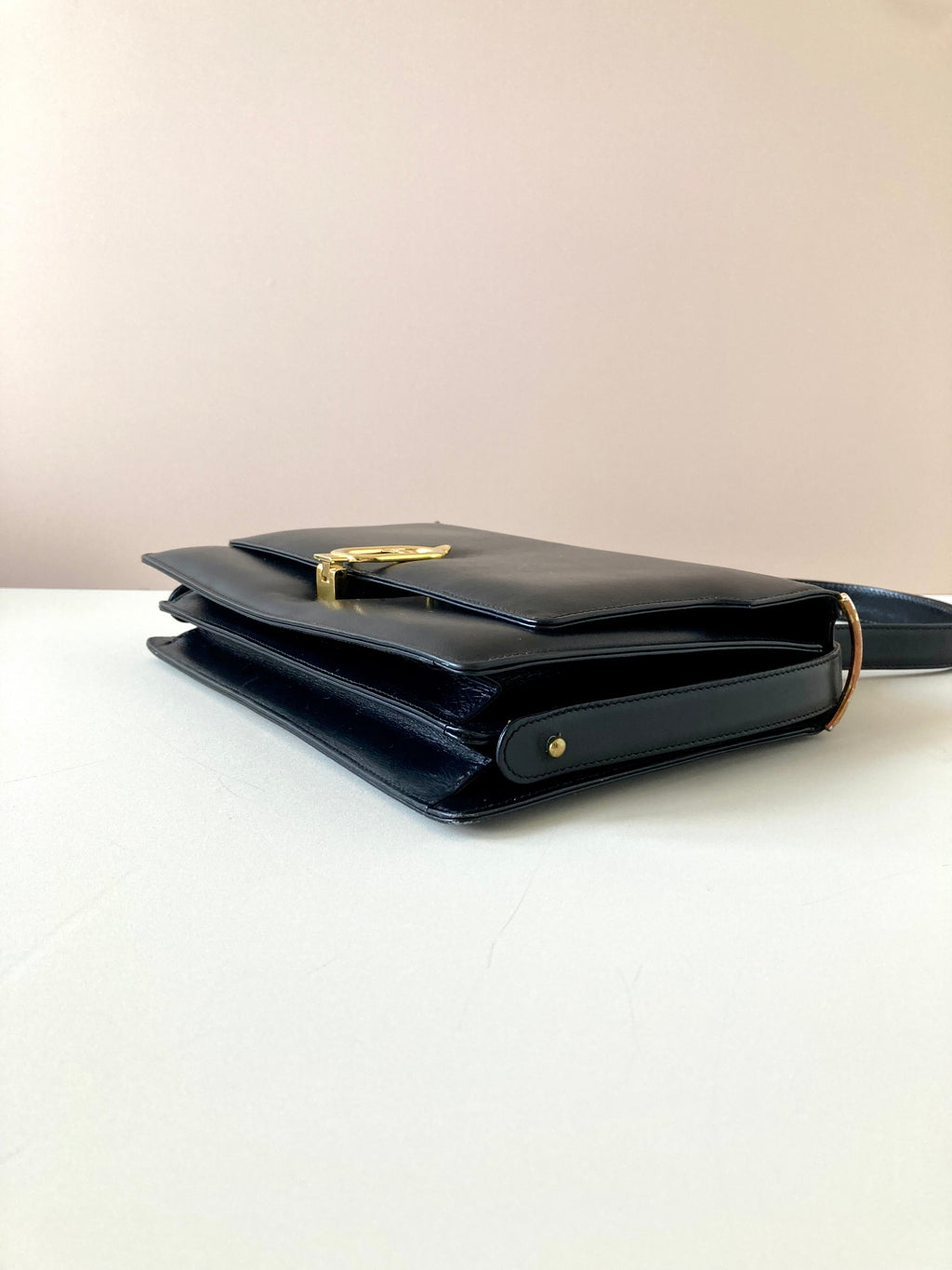 CELINE Black x Gold Horse Carriage Crossbody Bag