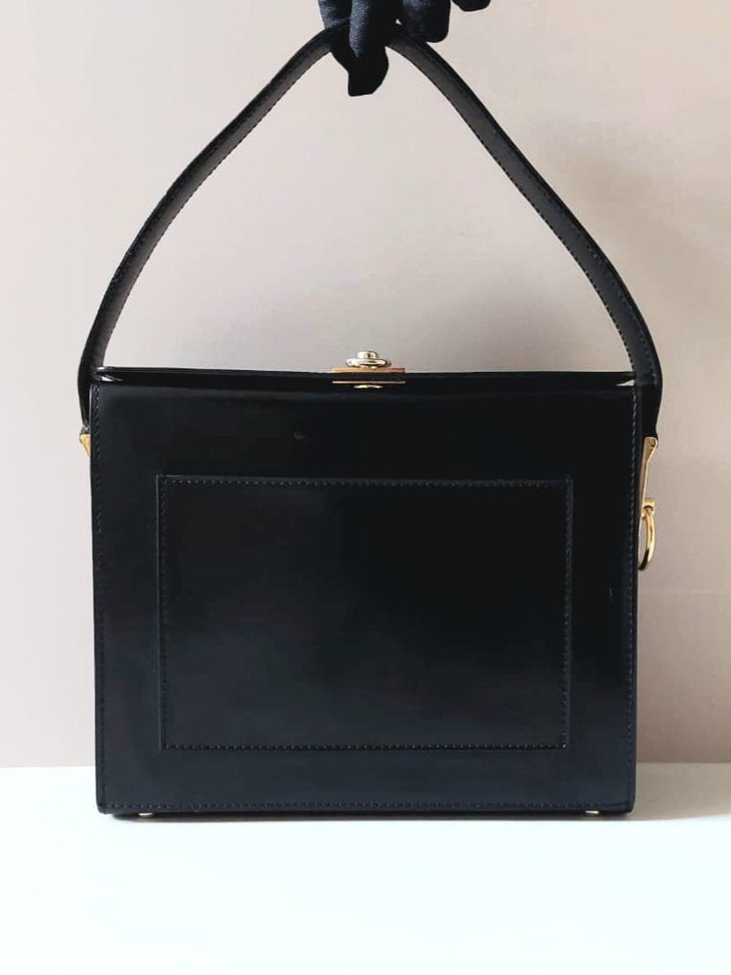 CELINE black gold ring envelope box small clutch / underarm bag