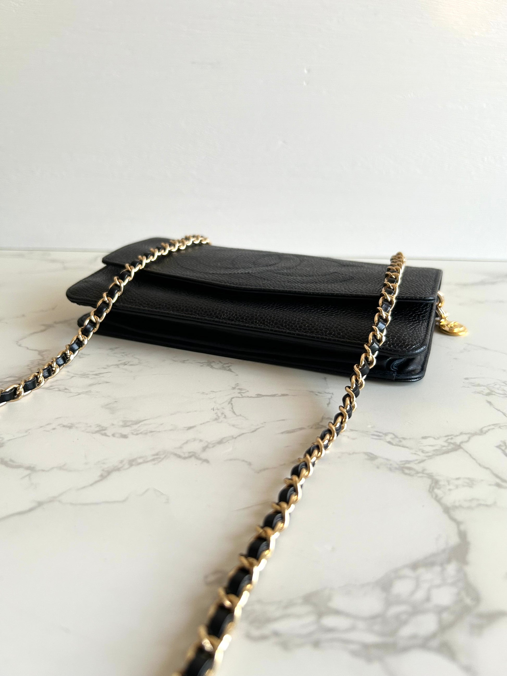 CHANEL Rare Black Caviar Chain WOC/Side Bag/Messenger Bag