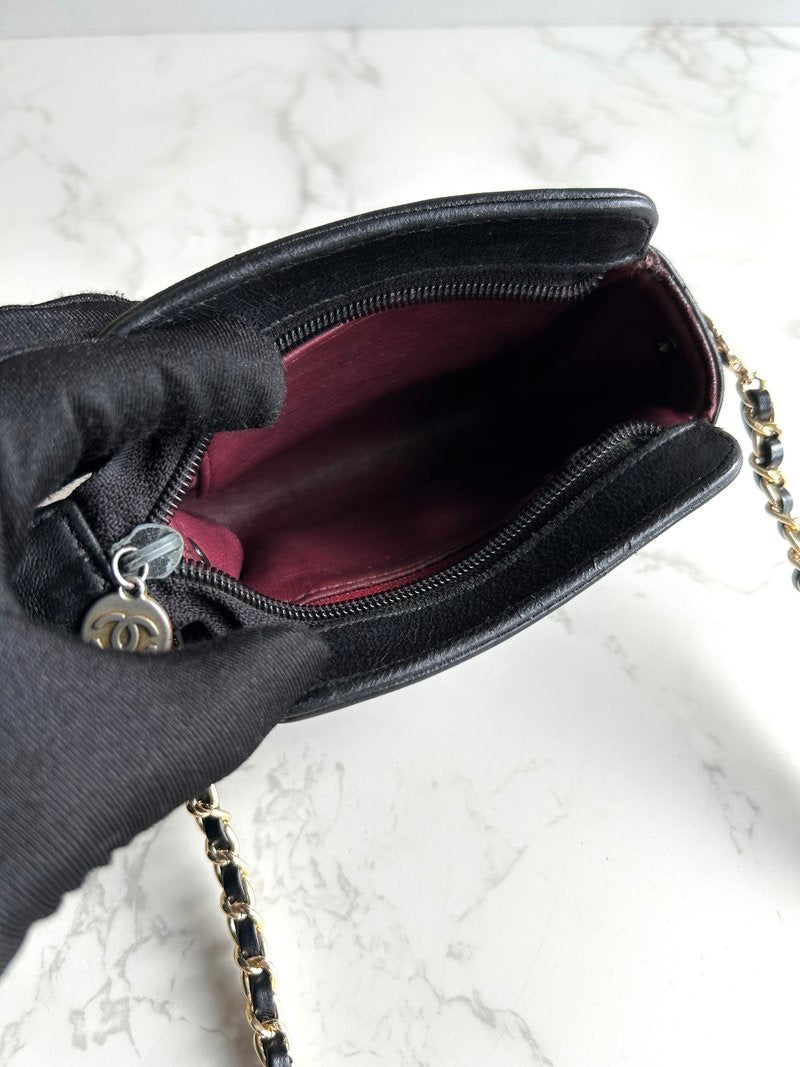 Chanel black leather second-hand bag crossbody bag shoulder bag side backpack second-hand bag