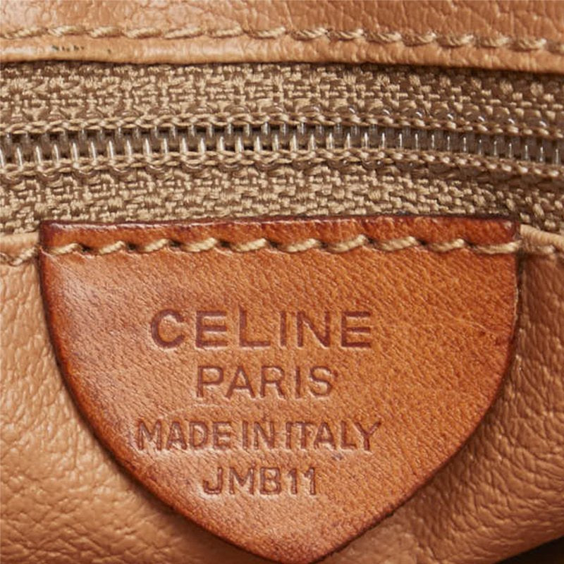 CELINE Large Ring Brown Old Flower Leather Side Bag / Crossbody Bag