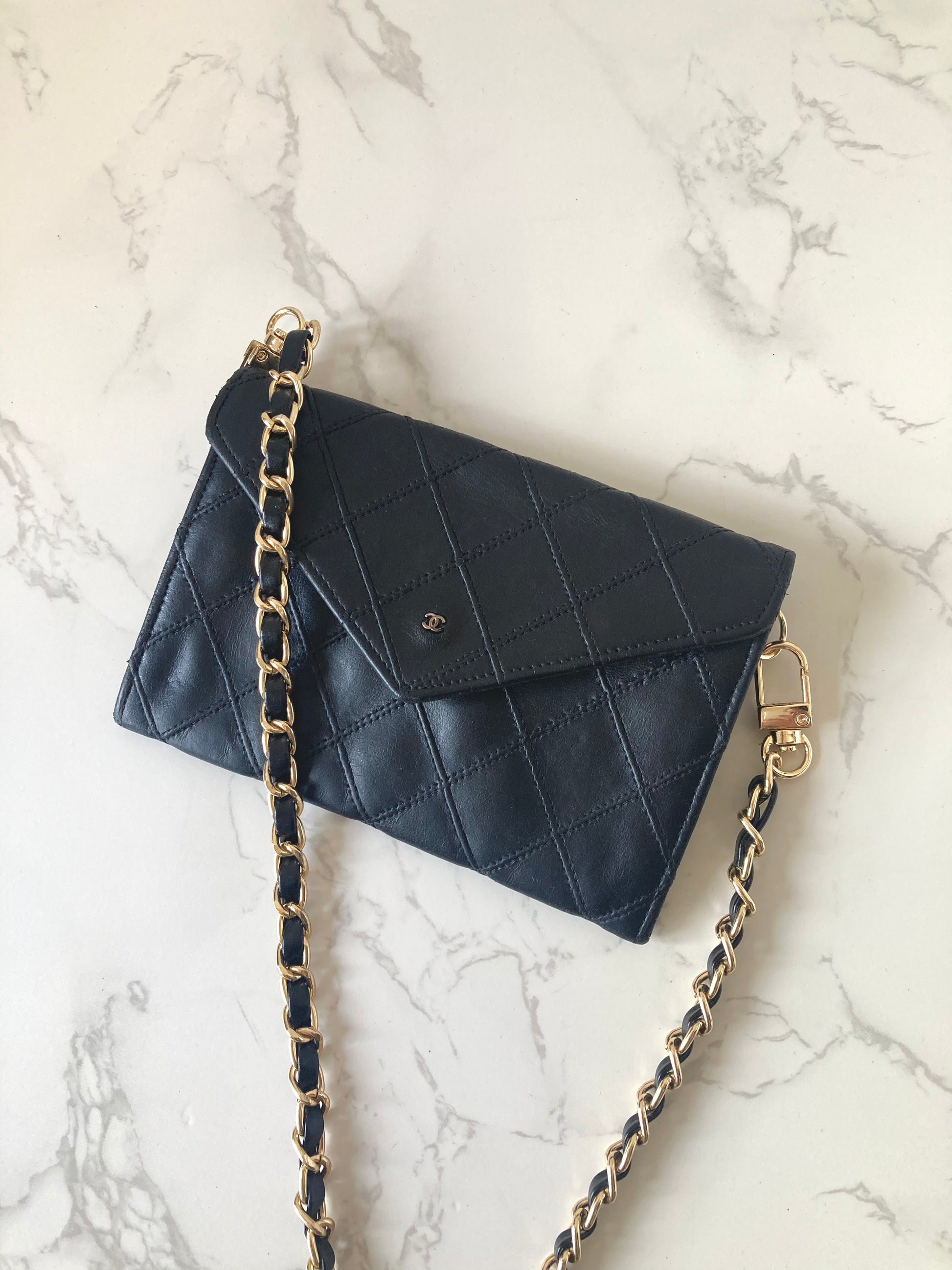 CHANEL Rare Black Lamb Skin Mini Chain Crossbody Bag