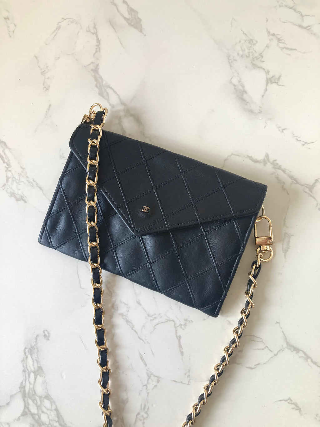 CHANEL Rare Black Lamb Skin Mini Chain Crossbody Bag