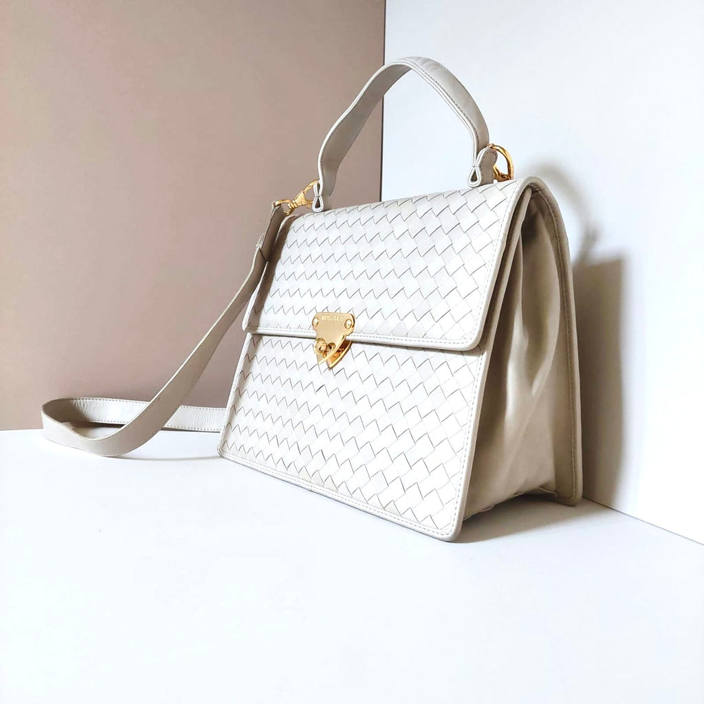 Rare Bottega Veneta Beige Kelly Leather Kelly Tote Bag/Side Bag/Messenger Bag