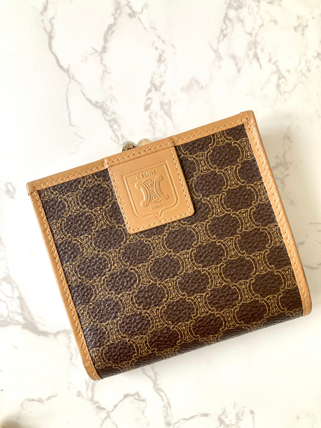 CELINE Brown Monogram Compact Bi-Fold Wallet