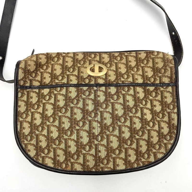 CHRISTIAN DIOR Burgundy old flower Bobby shoulder bag/side backpack/underarm bag