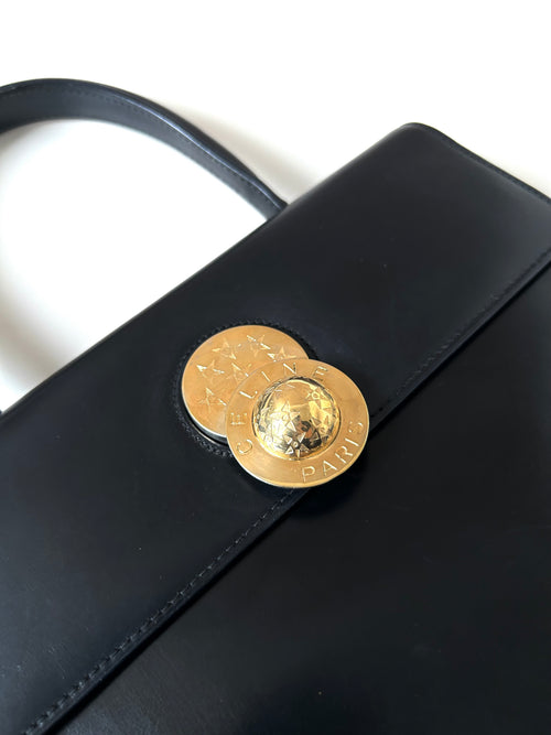 CELINE 稀有旋轉移動黑金色大星球Kelly Handle/手提包