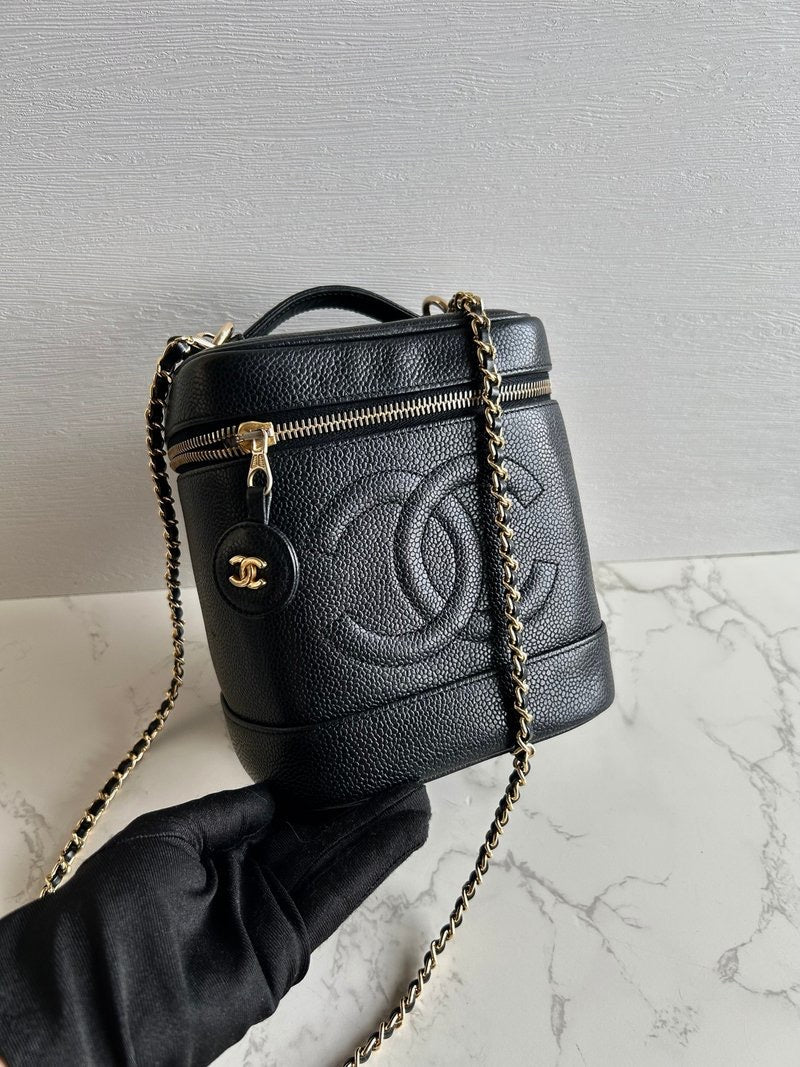 Chanel Black Caviar Cosmetic Box Bag Crossbody Bag Side Bag Shoulder Bag
