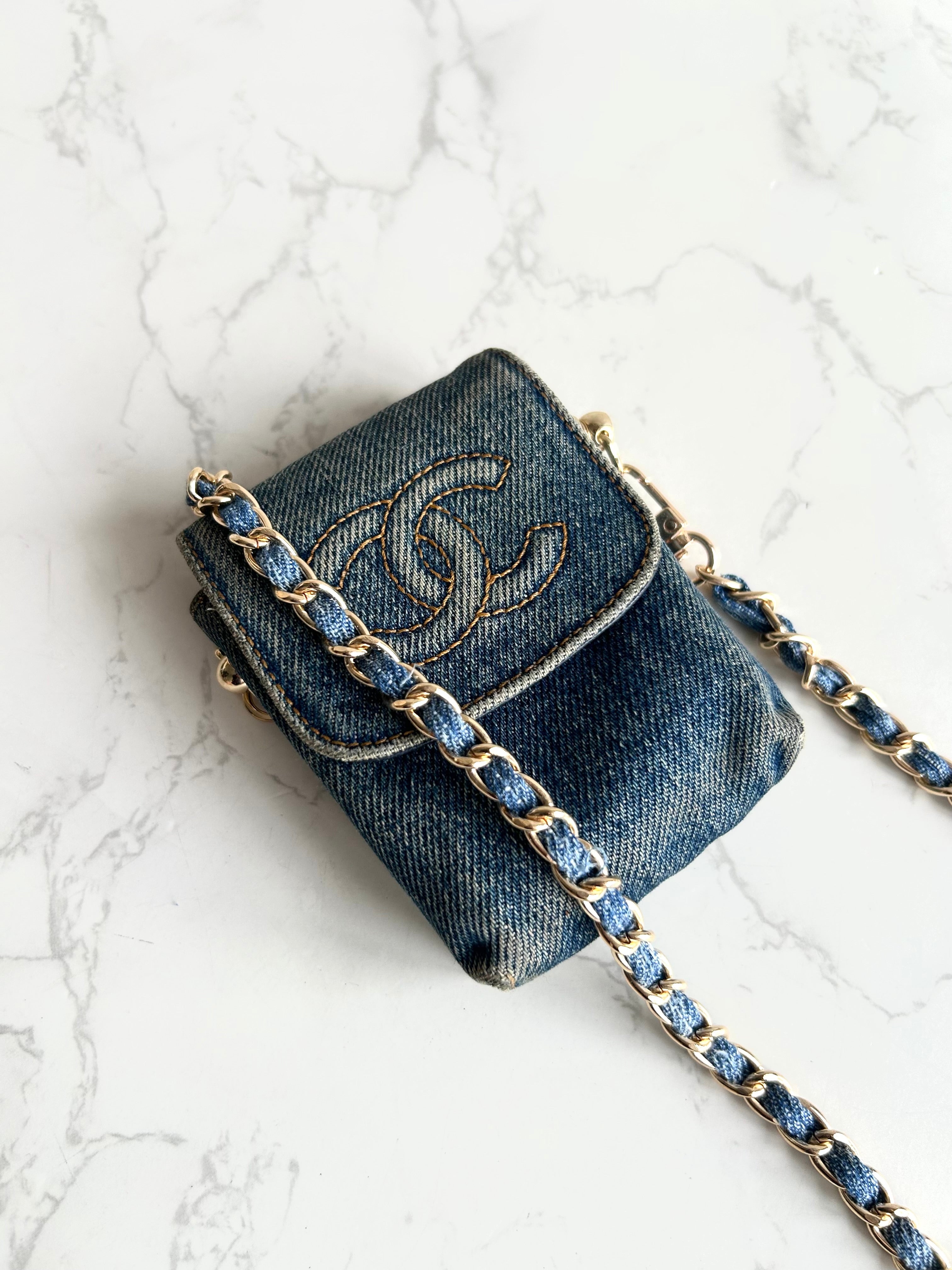 Chanel 牛仔布藍色斜背包 單肩包 側背包 中古包