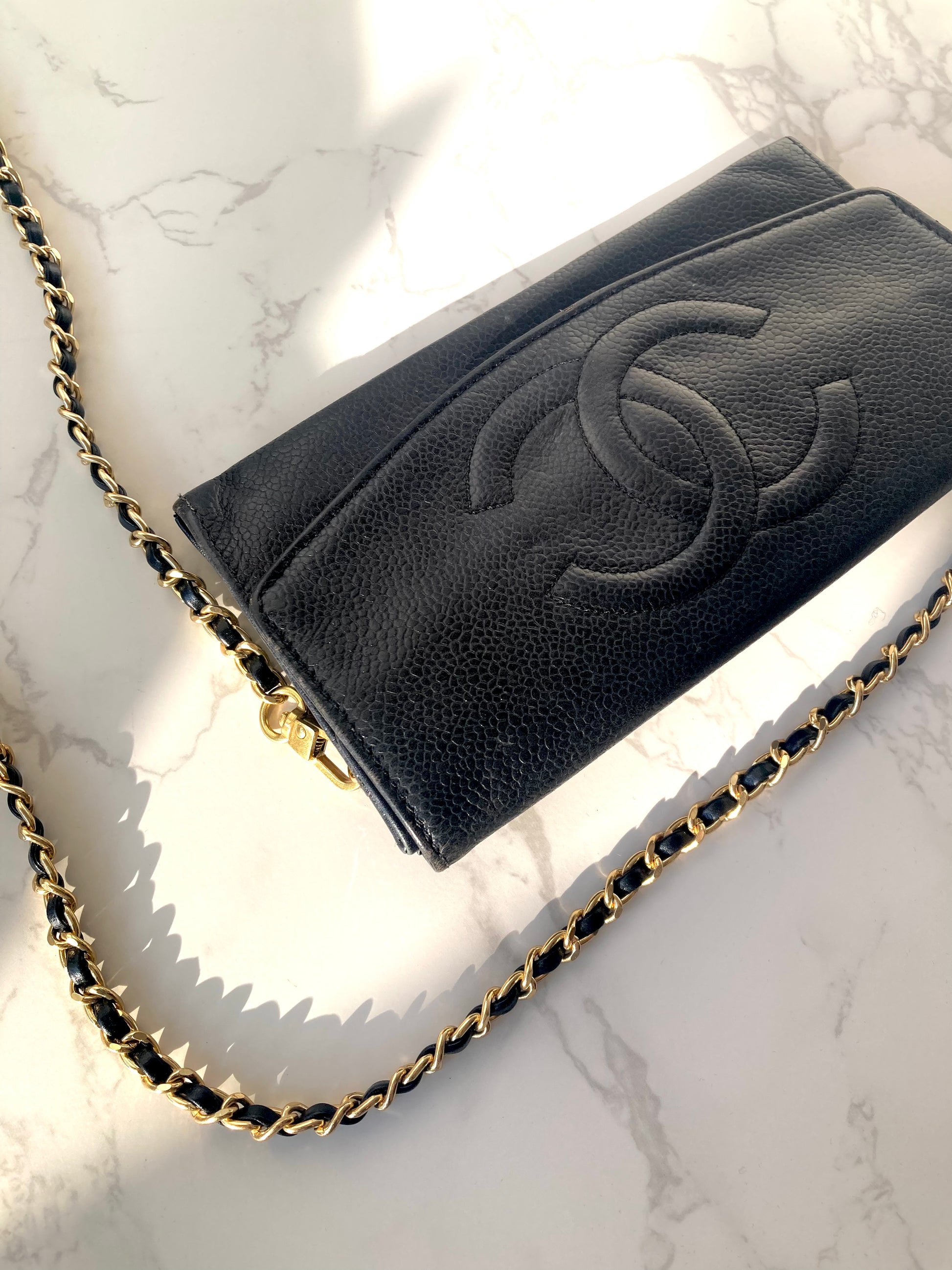 CHANEL Caviar Leather Black Wallet-on-Chain WOC (Add-on)