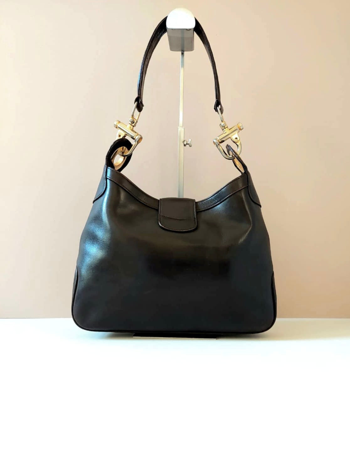 CELINE Gold Arc de Triomphe Leather Side Bag / Underarm Bag