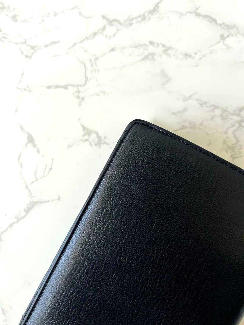 CHANEL rare black gold label short and medium wallet/wallet/passport holder