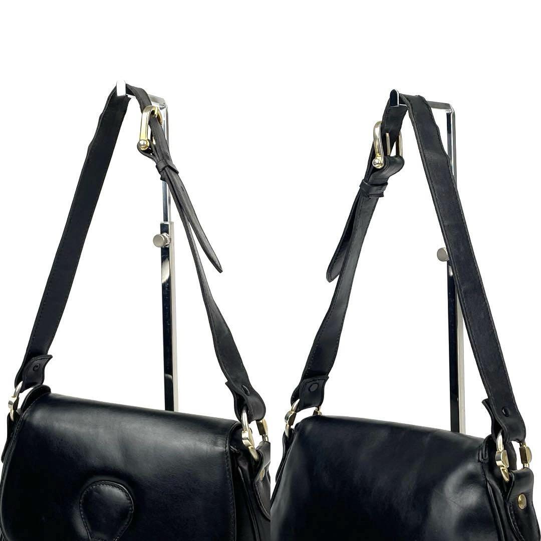 CELINE rare black carriage gold buckle saddle side bag