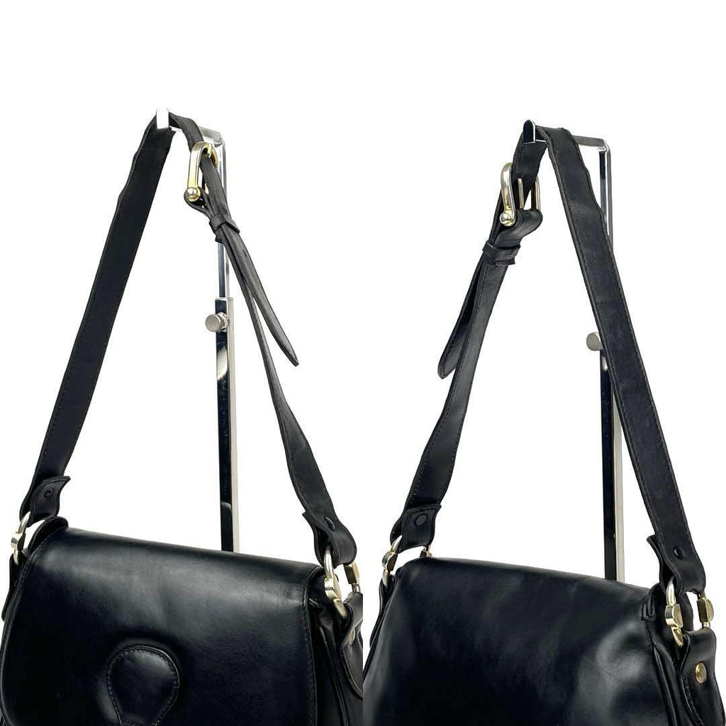 CELINE 稀有黑色馬車金扣馬鞍側背包