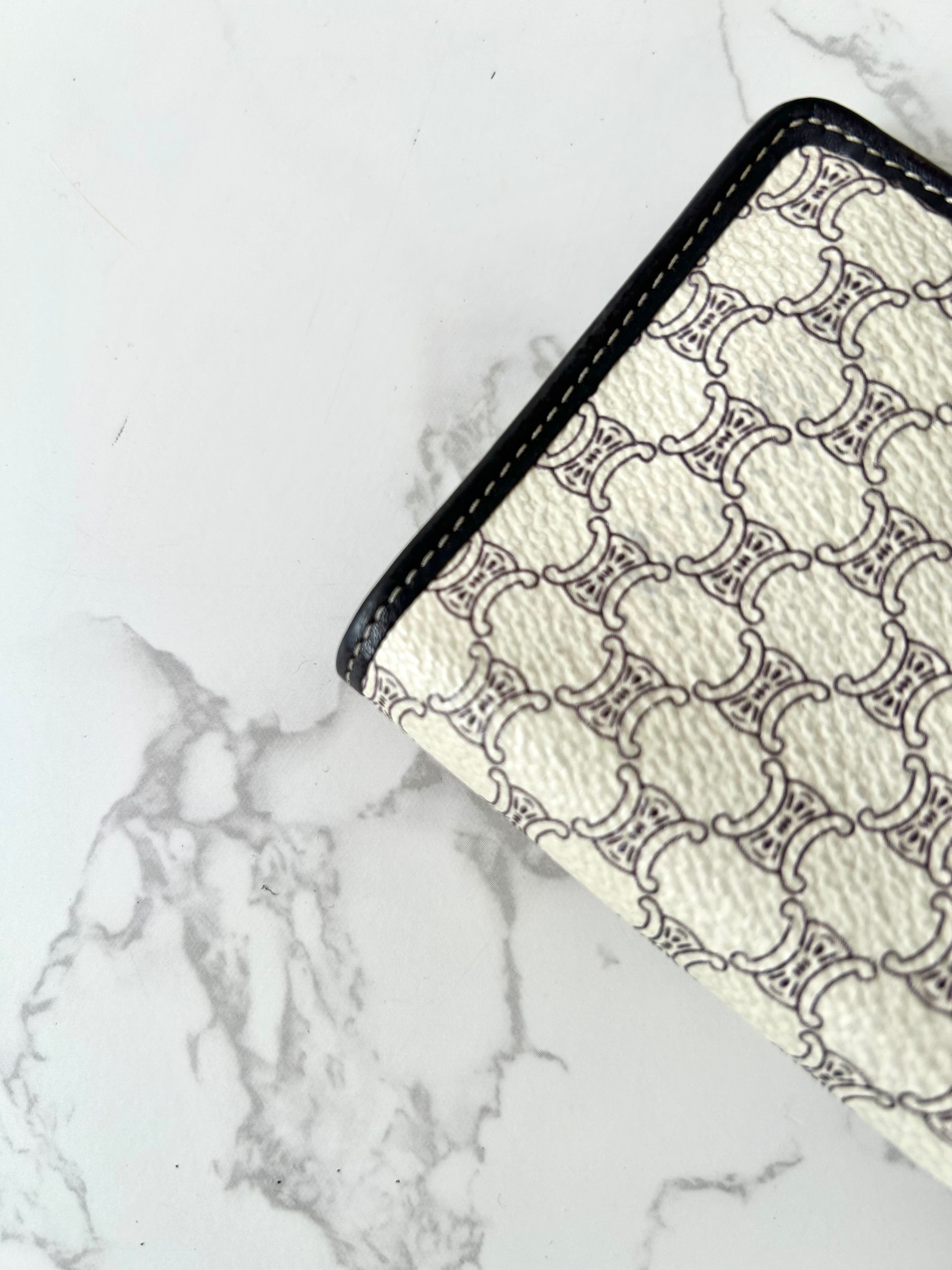 CELINE black and white monogram Arc de Triomphe monogram short wallet/wallet/wallet