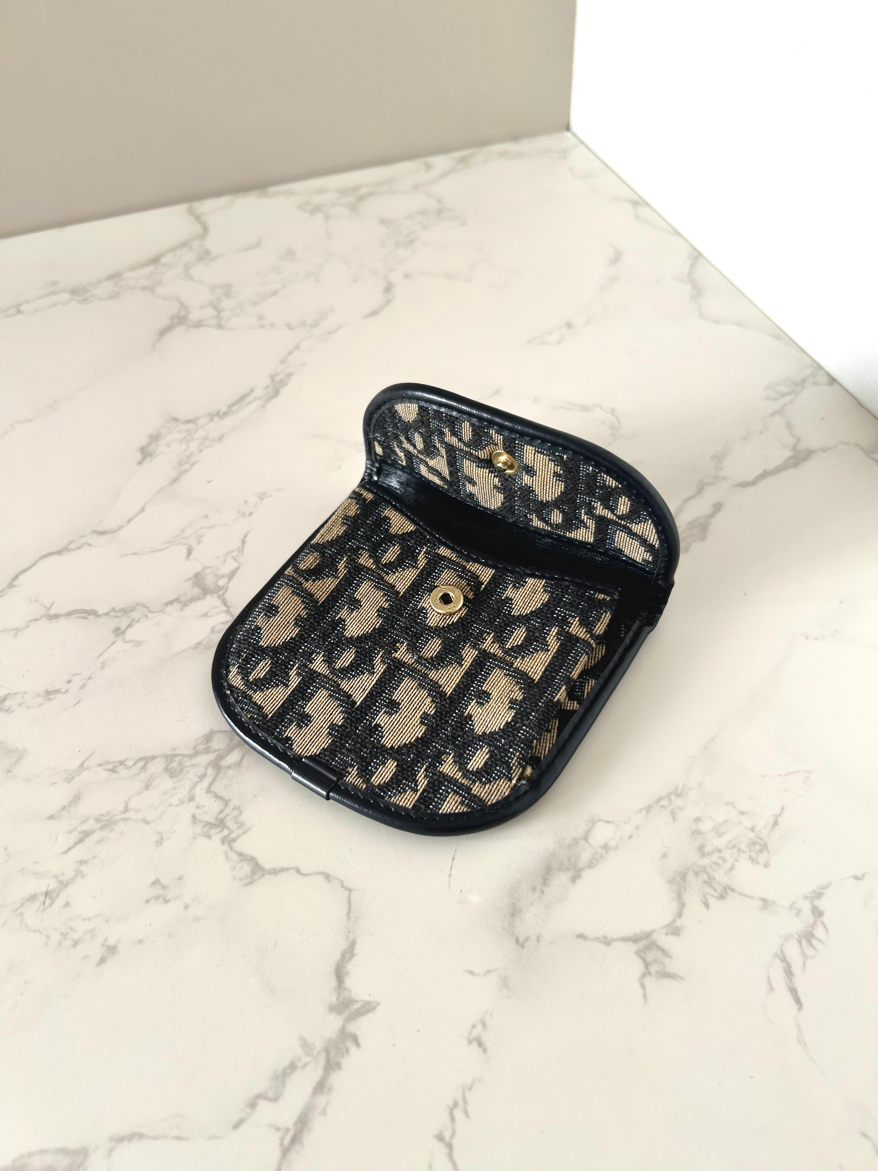 CHRISTIAN DIOR blue and black monogram multi-purpose small bag/coin purse