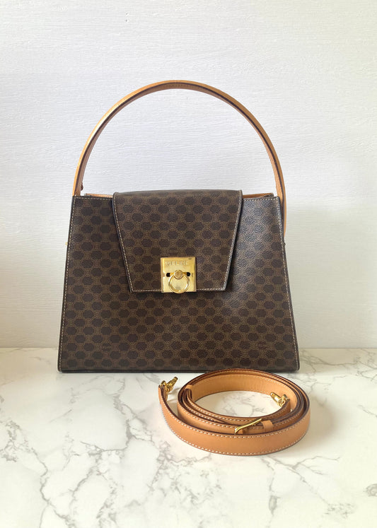 CELINE Rare Monogram Kelly Two-Way Handbag / Shoulder Bag