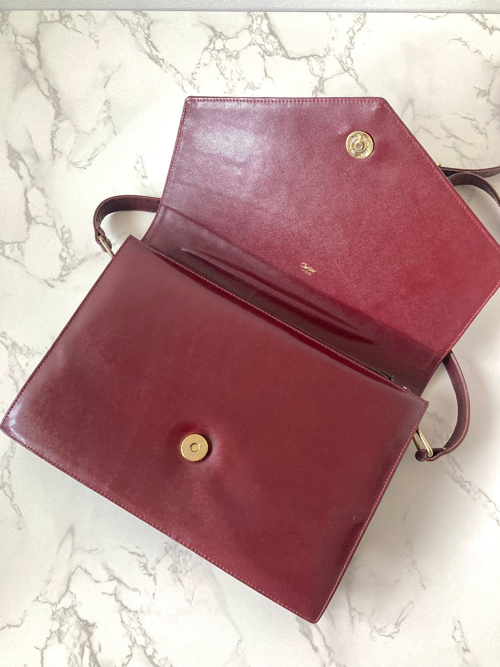 CARTIER Must De Cartier Burgundy Envelope Crossbody / Shoulder Bag