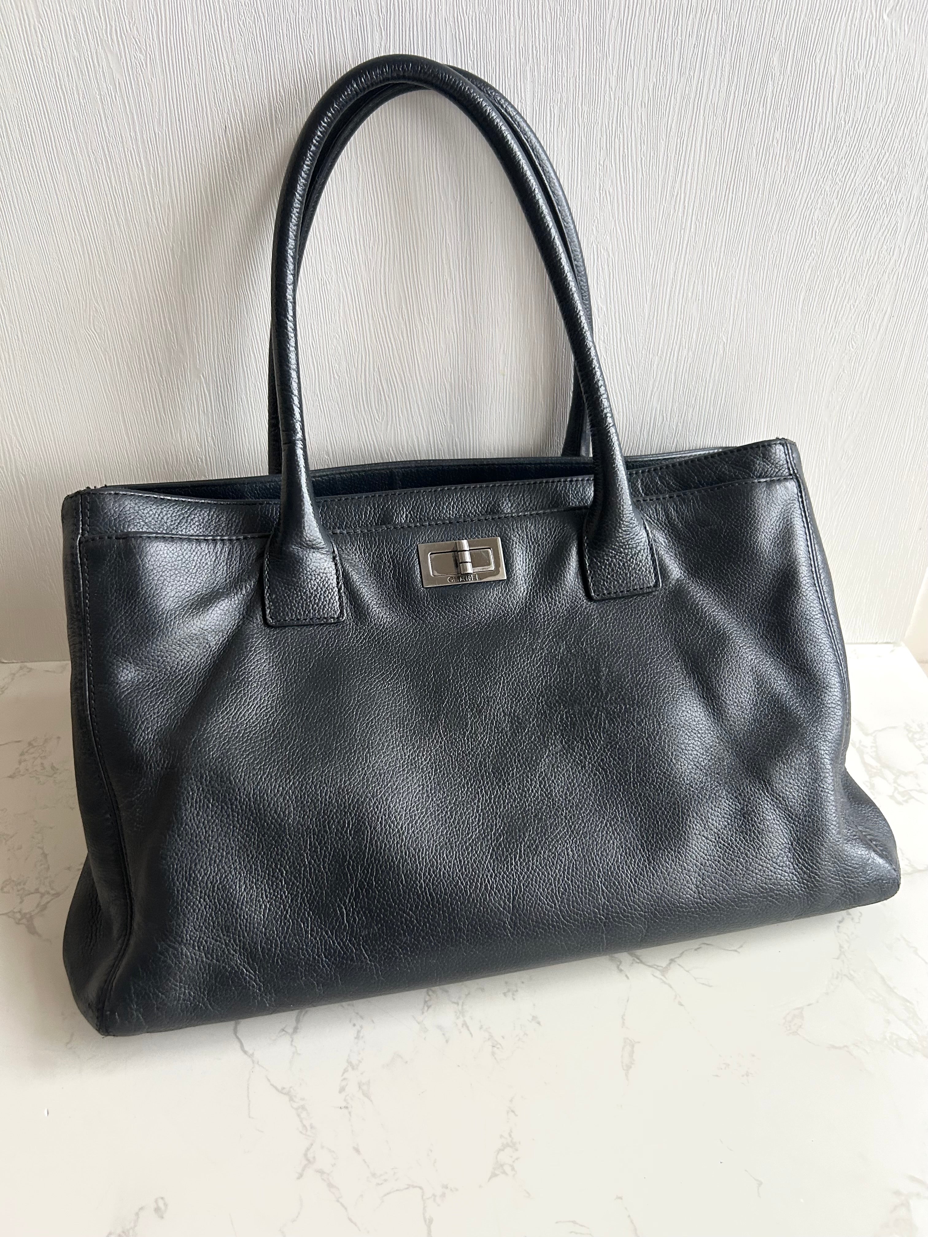 Chanel 復刻黑銀旋轉扣Executive Tote 托特包 單肩包 側背包 中古包