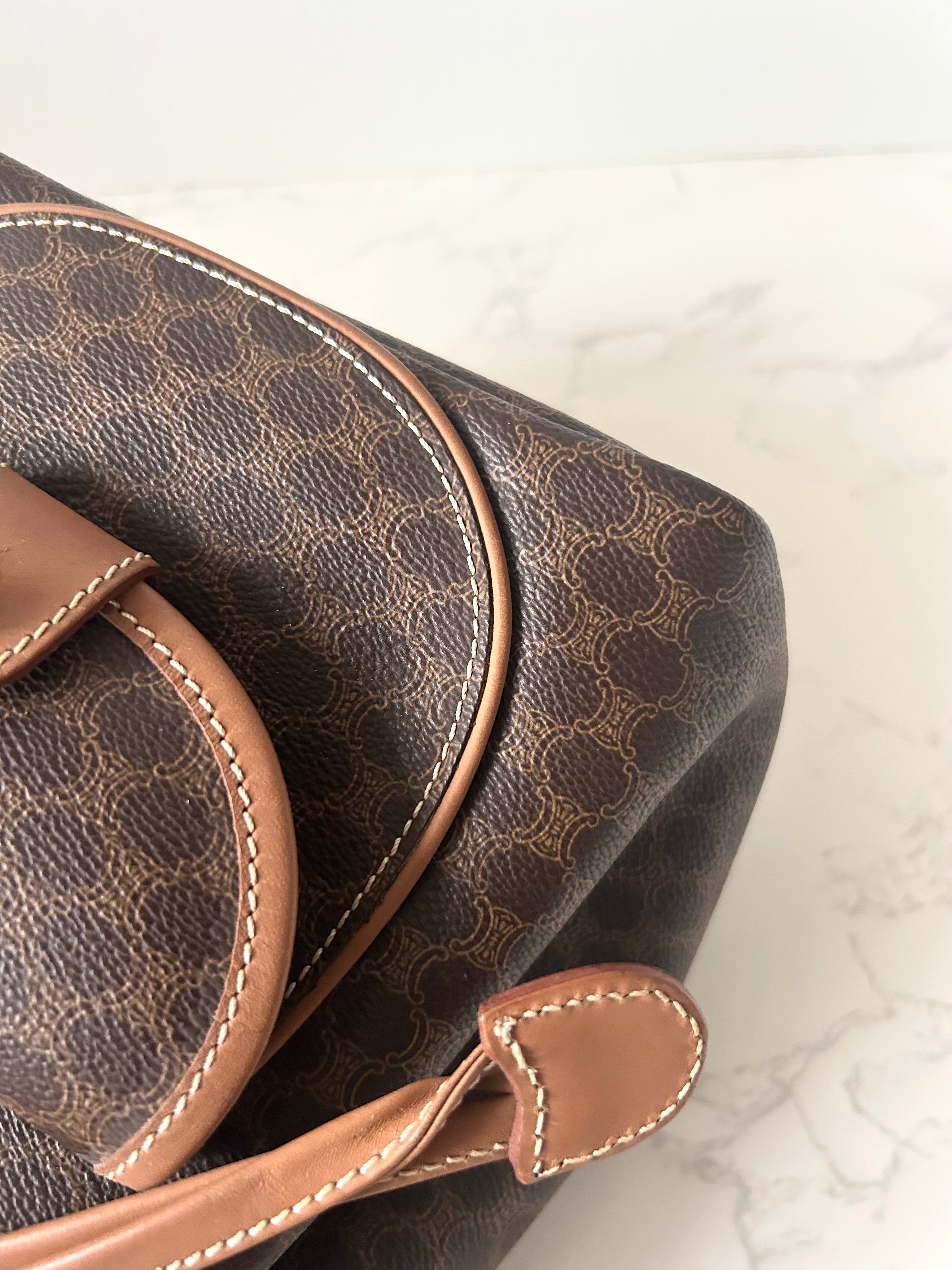 CELINE Rare Brown Monogram Flap Leather Backpack