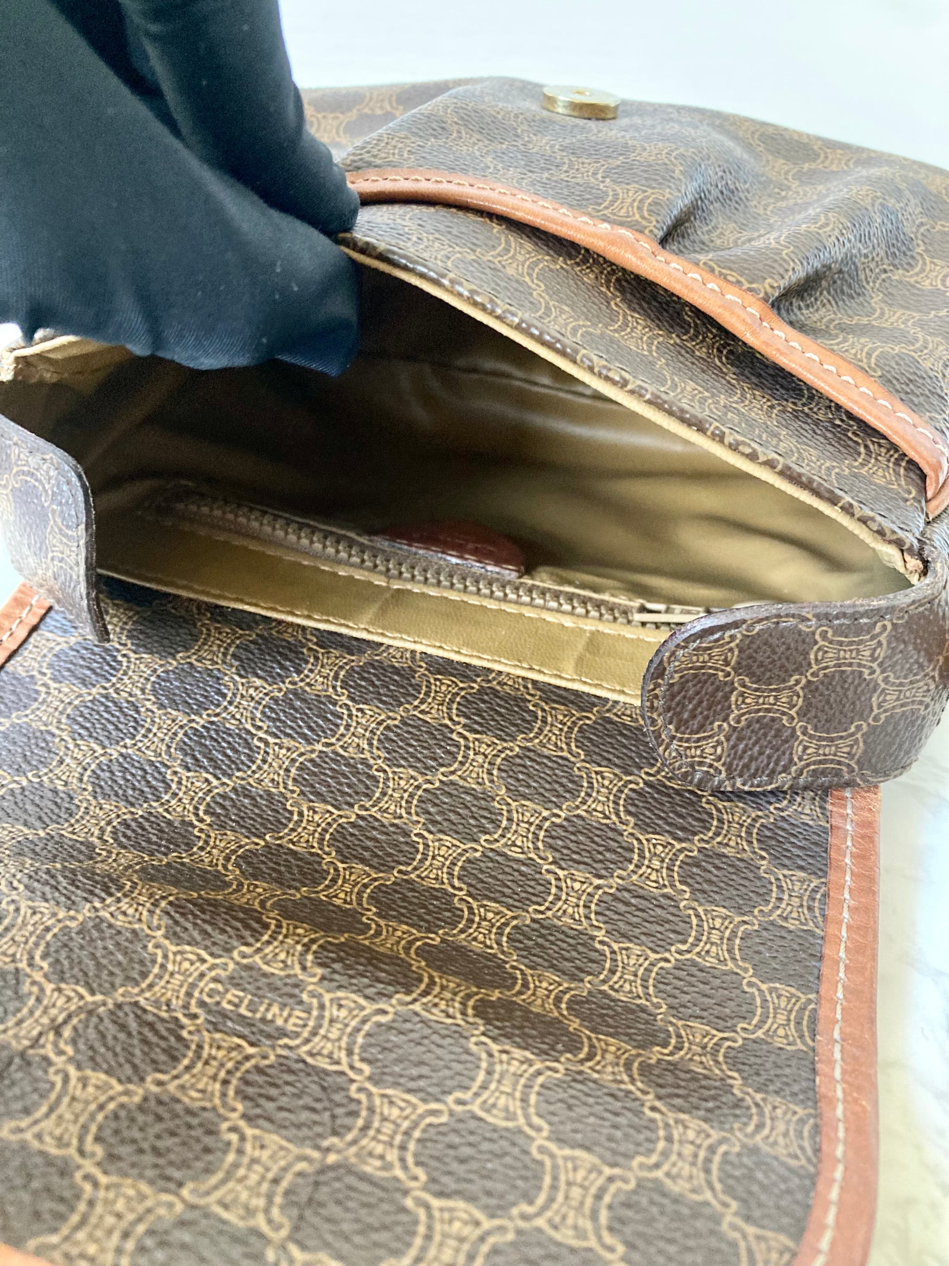 CELINE Brown Monogram Mini Crossbody Bag