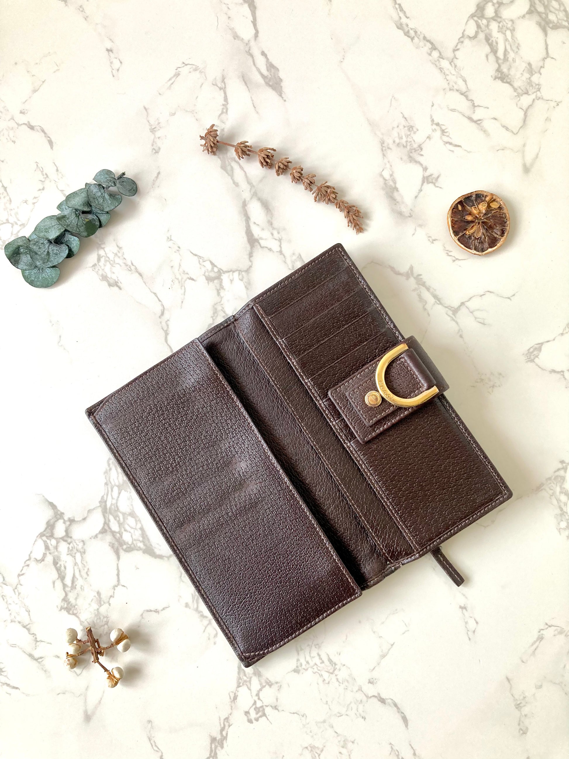 GUCCI Classic Brown Monogram Bi-fold Long Wallet