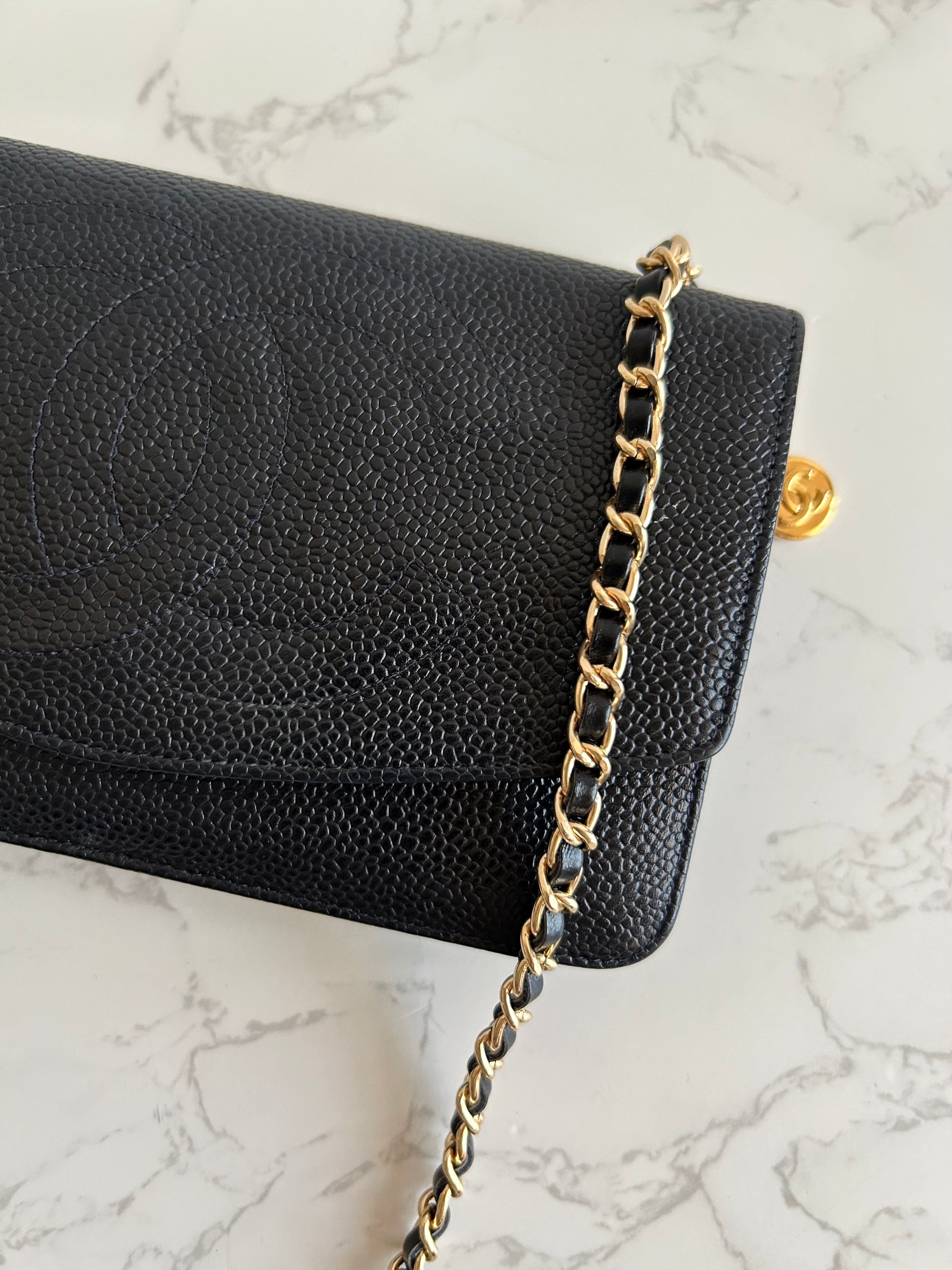 CHANEL Rare Black Caviar Chain WOC/Side Bag/Messenger Bag