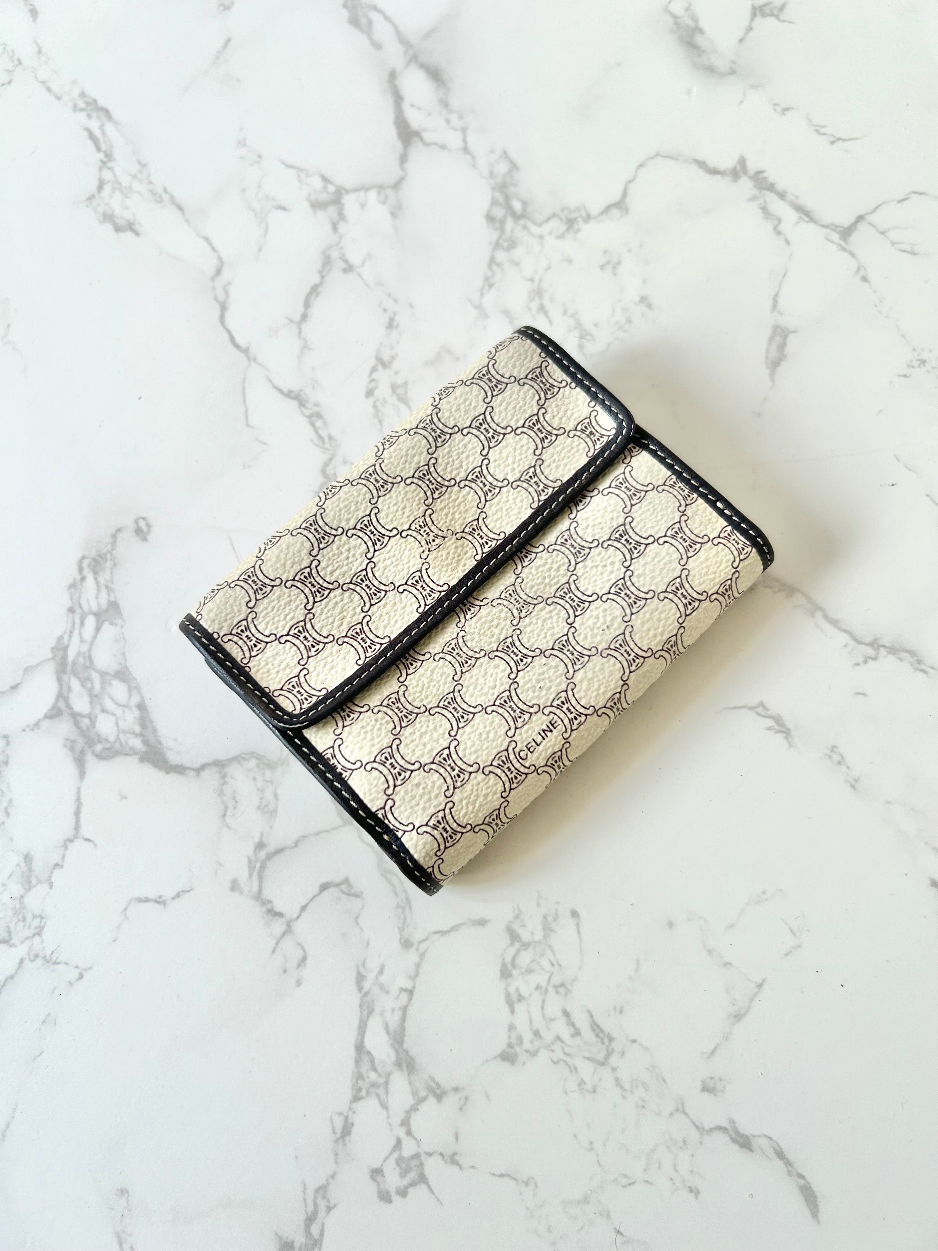 CELINE black and white monogram Arc de Triomphe monogram short wallet/wallet/wallet