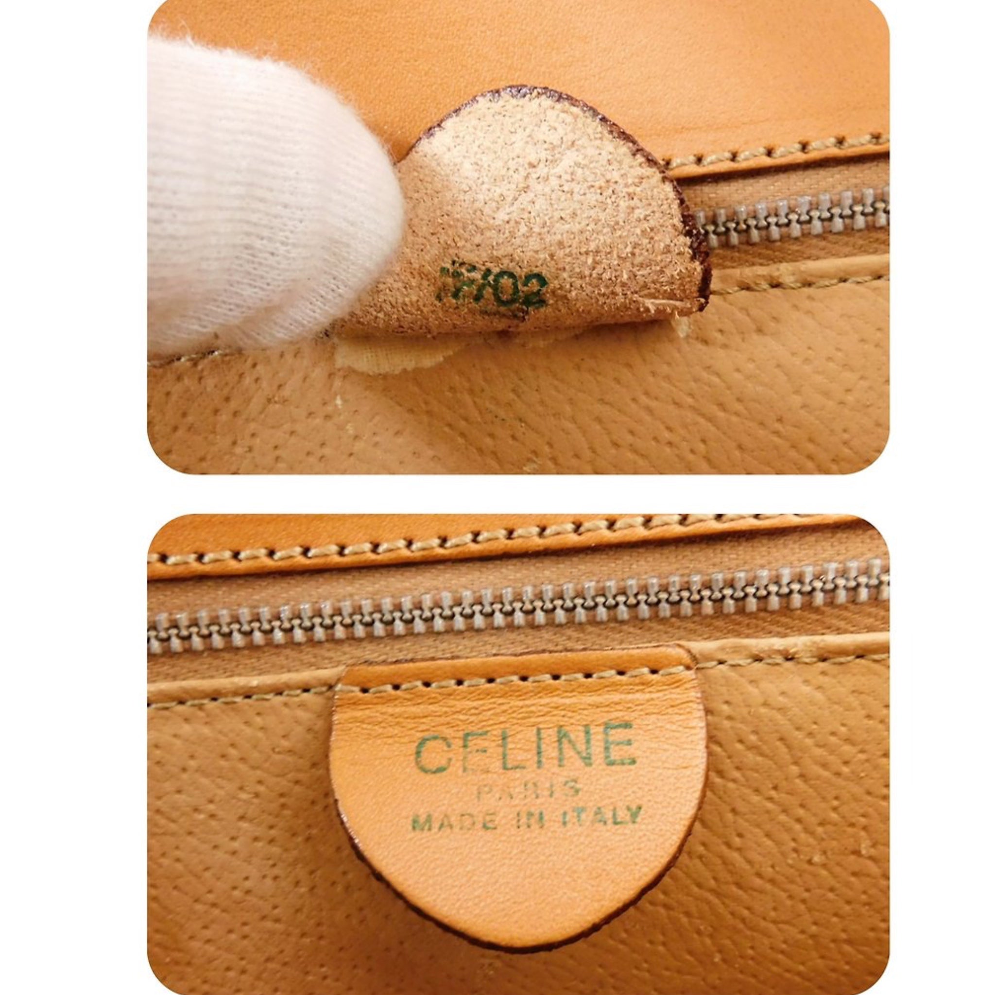 CELINE with original box and dust bag - brown old flower leather horseshoe gold buckle small bag/side bag/crossbody bag