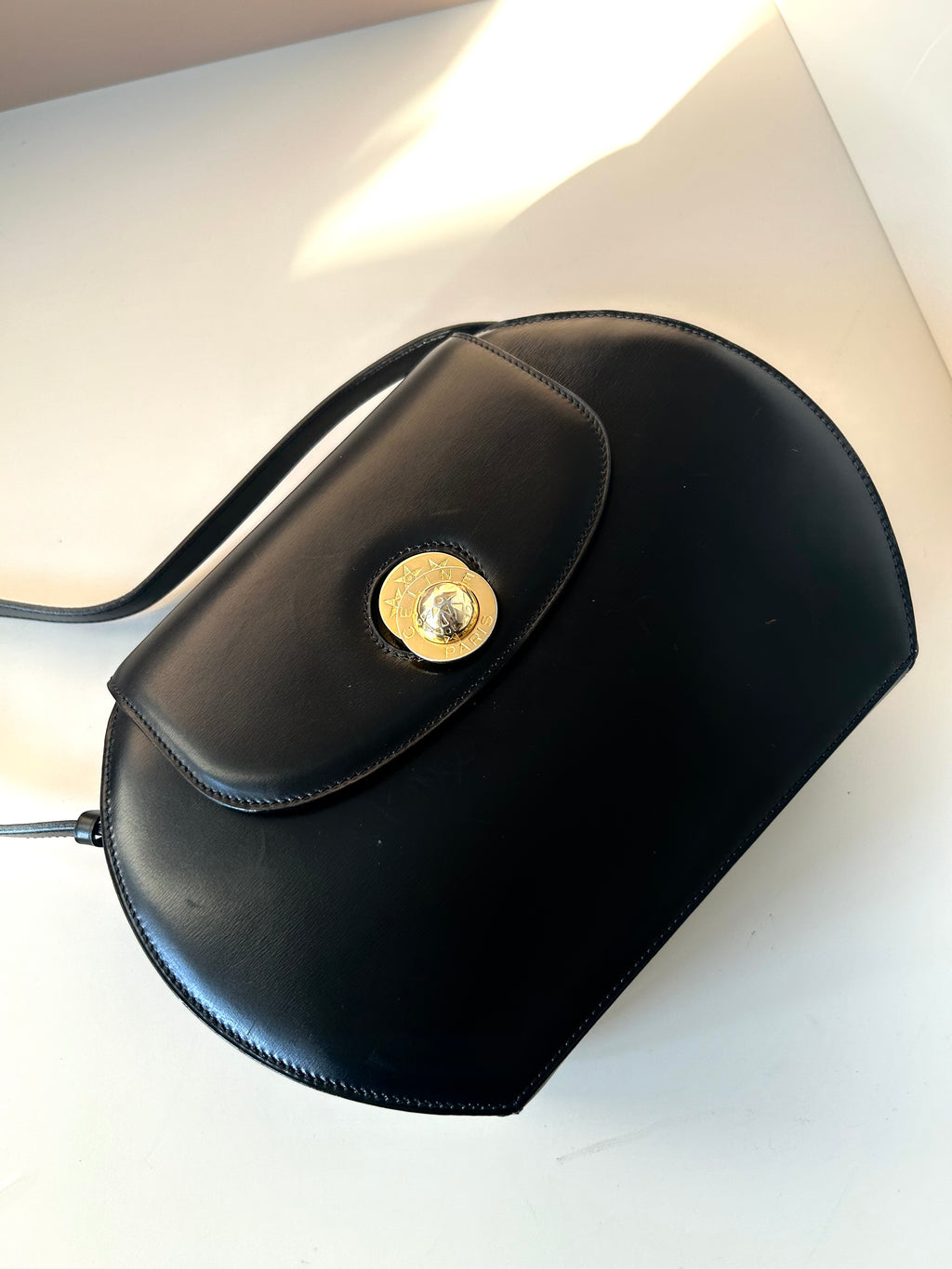 CELINE Rare Moving Planet Black Leather Tofu Bun Small Bag Side Bag / Crossbody Bag